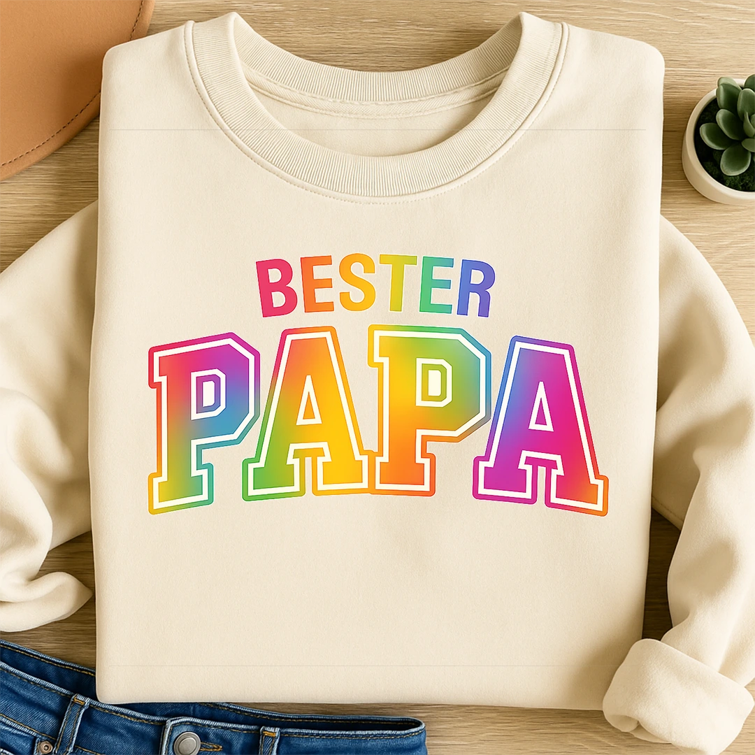 Bügelbild Schriftzug bester Papa bunt