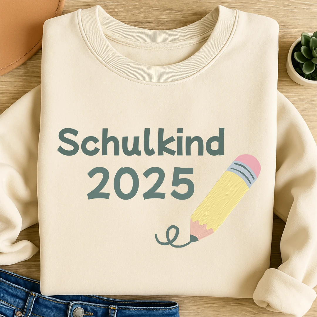 Bügelbild Schulkind 2025 Bleistift