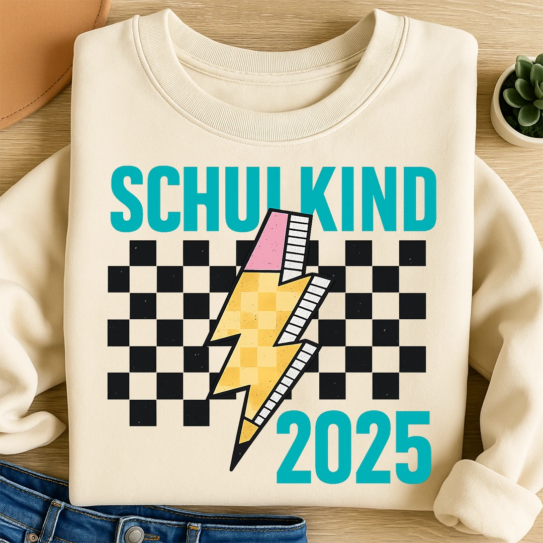 Bügelbild Schulkind 2025 Blitz