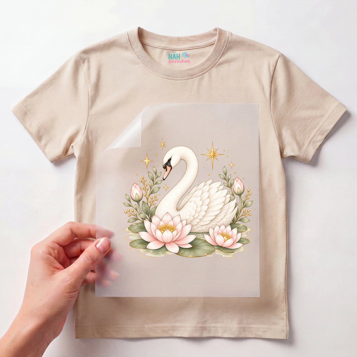 Bügelbild Schwan mit Seerose