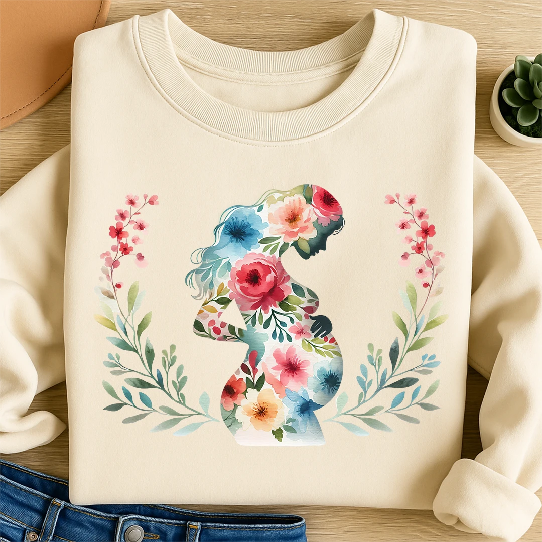 Bügelbild Schwangerschaft Florale Vorfreude