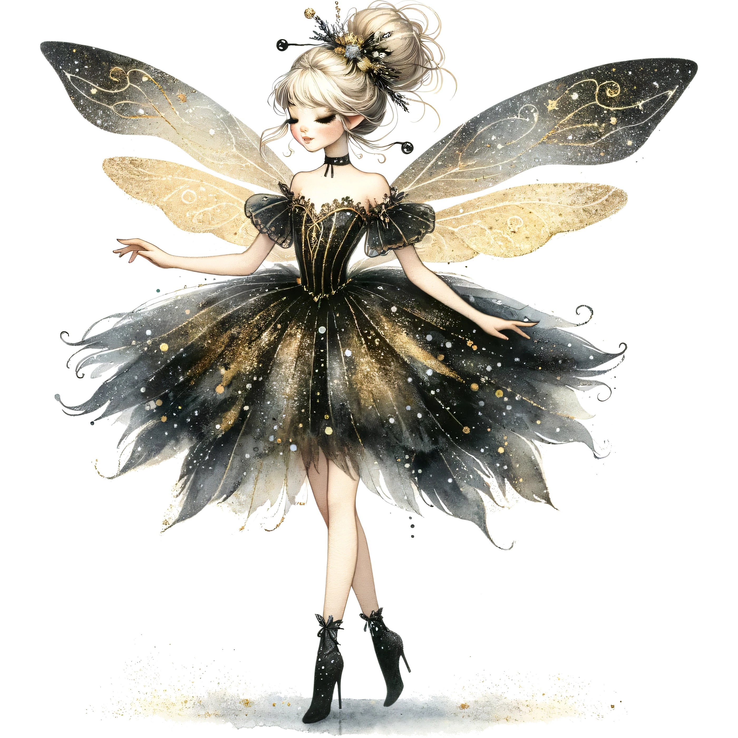 Bügelbild Schwarze Zauber Fee