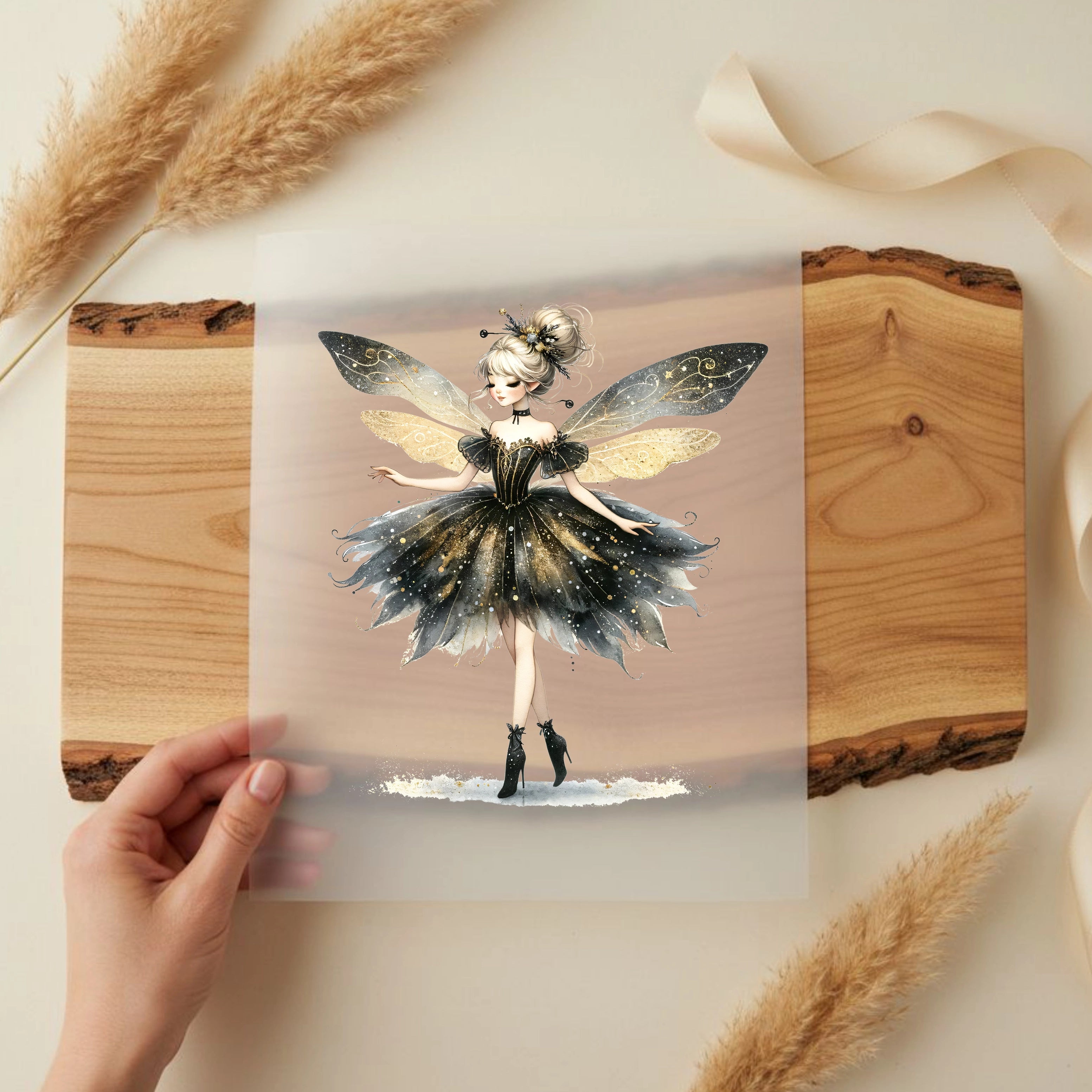 Bügelbild Schwarze Zauber Fee