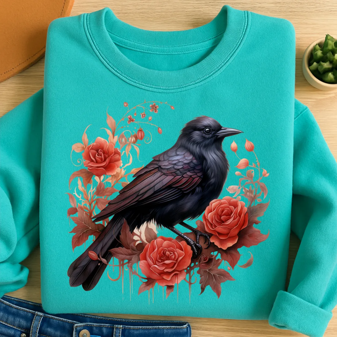 Bügelbild Schwarzer Rosen Vogel