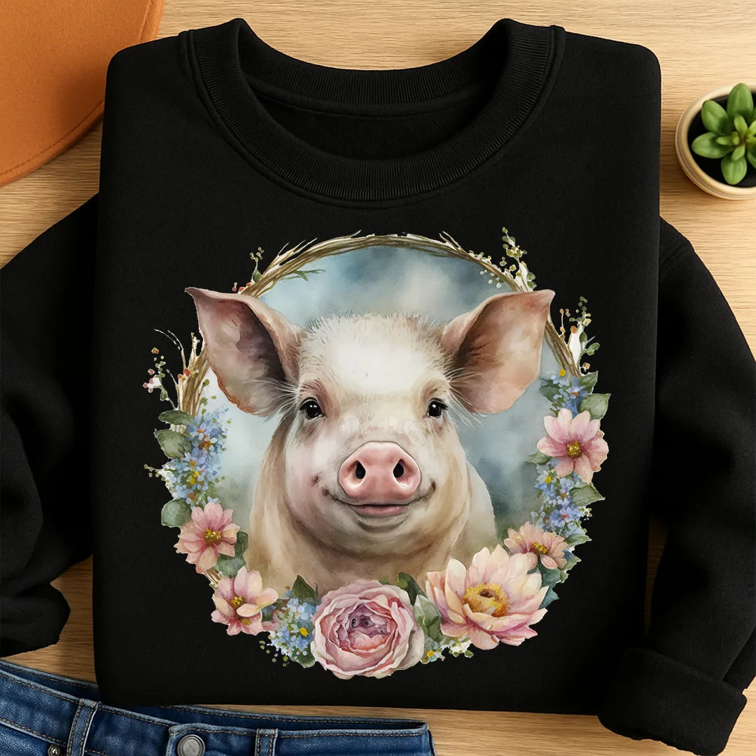 Bügelbild Schwein Blütenborsti