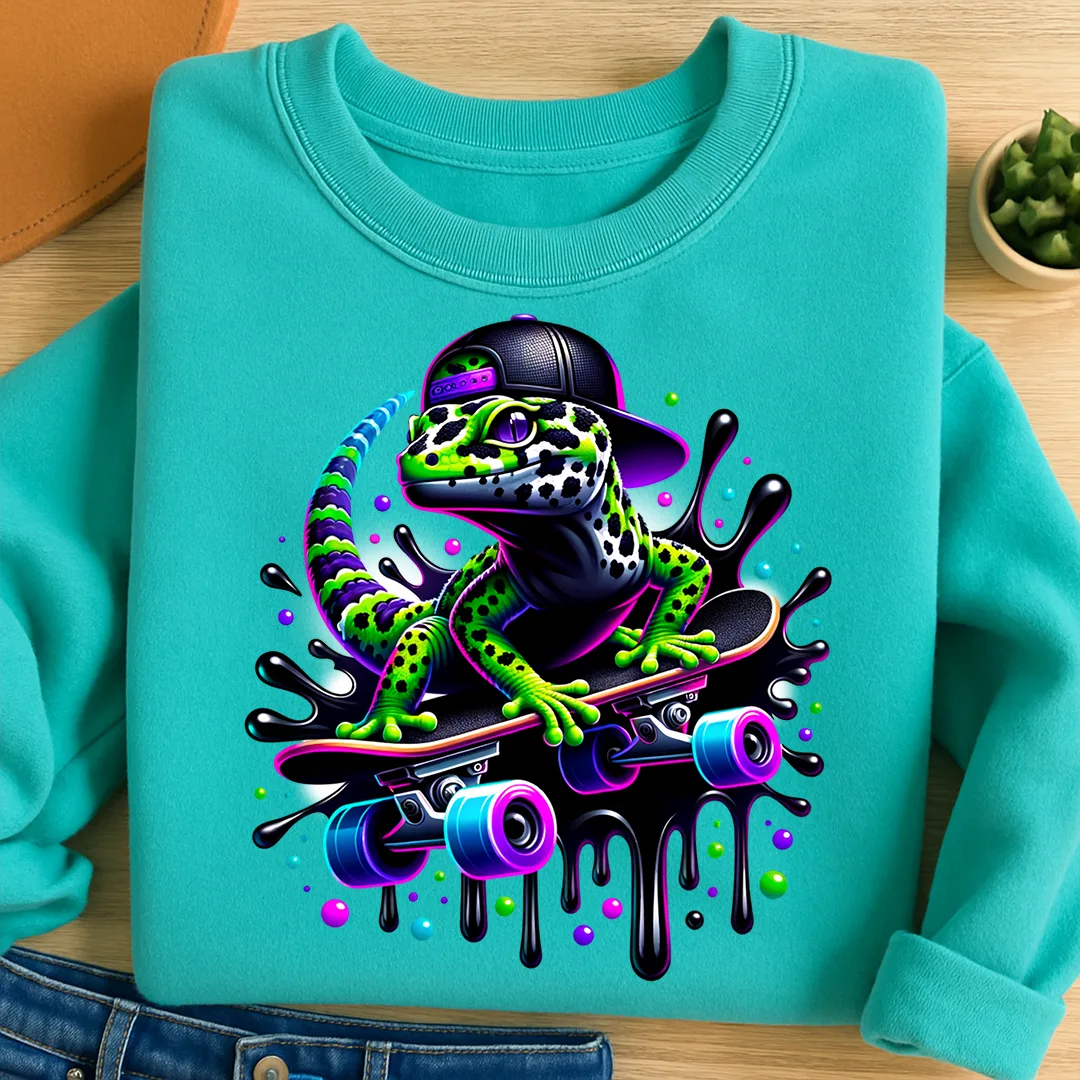 Bügelbild Skater Gecko Nio