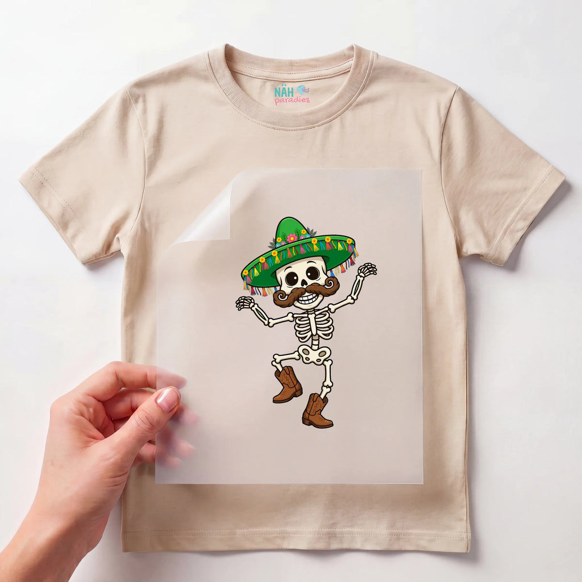 Bügelbild Skelett mit Sombrero Fiesta