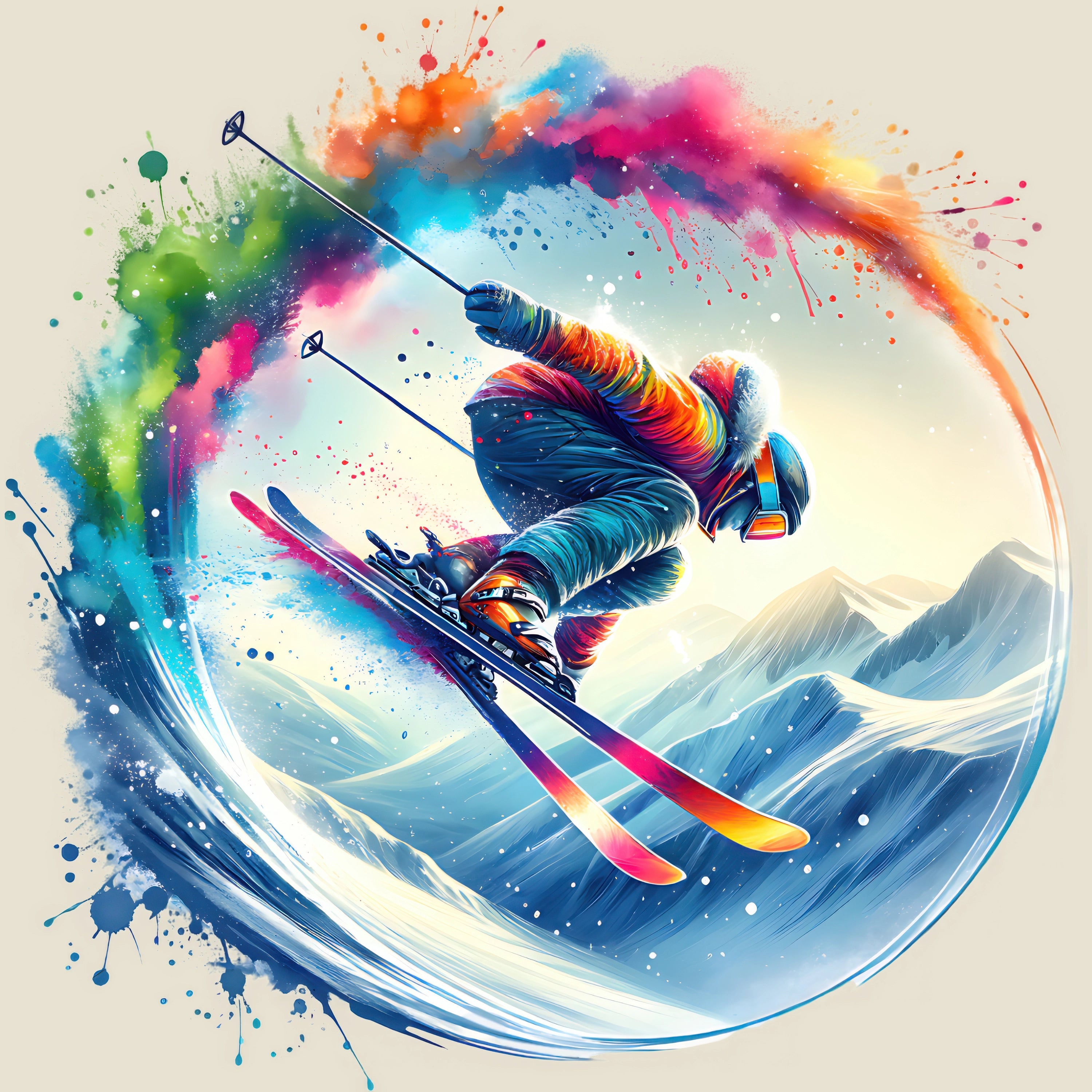 Bügelbild Skifahrer Winterflow