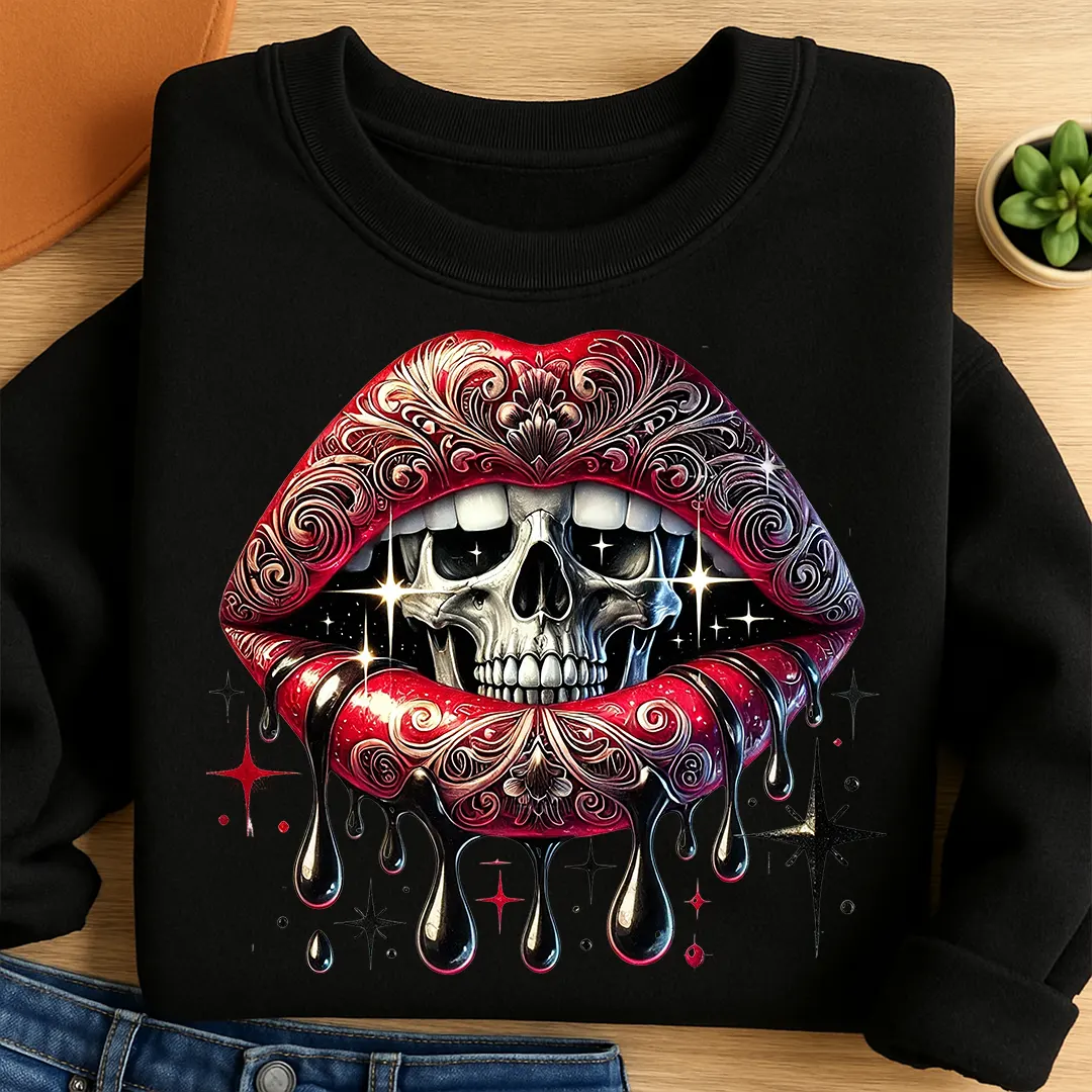 Bügelbild Skull Kiss