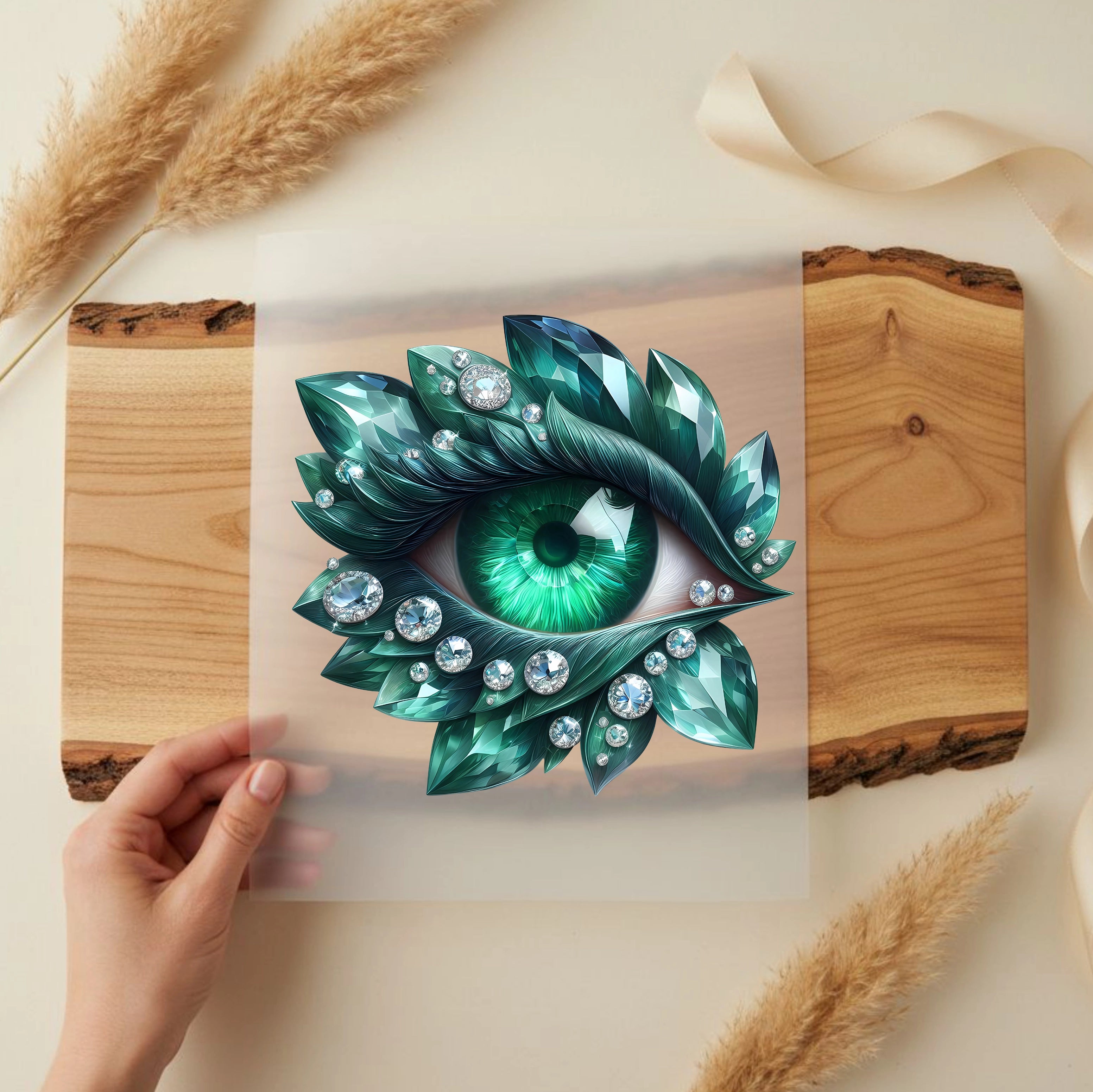 Bügelbild Smaragd Kristallauge