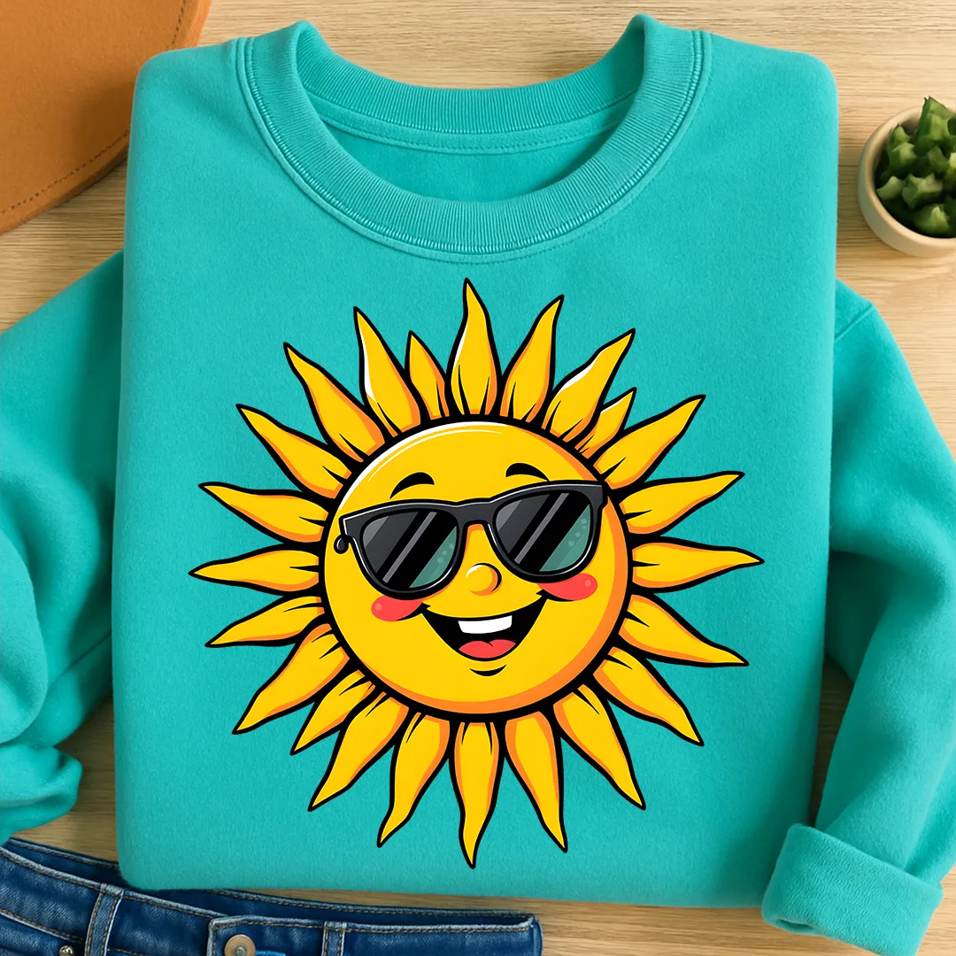 Bügelbild Sonne mit Sonnenbrille