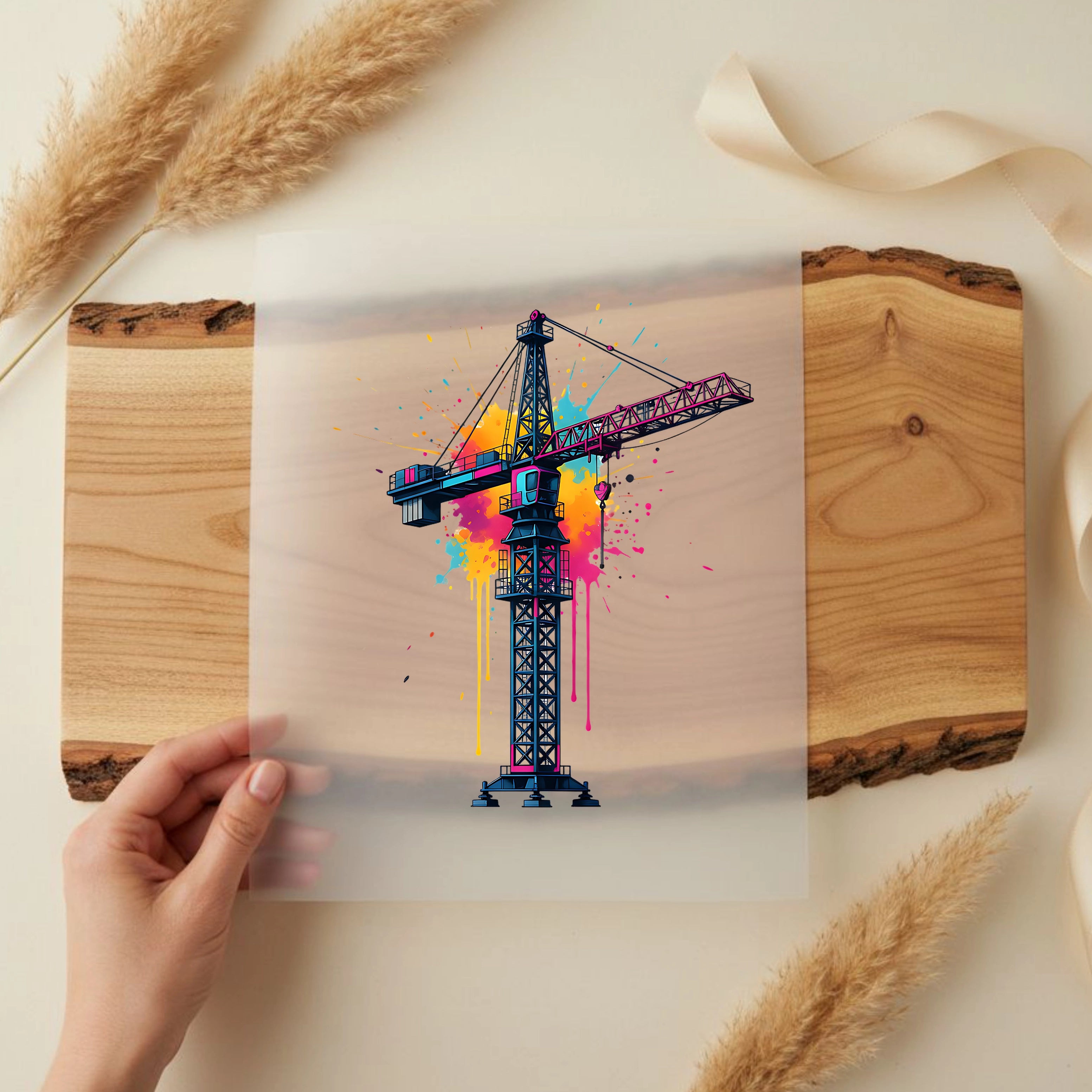 Bügelbild Spash Baukran