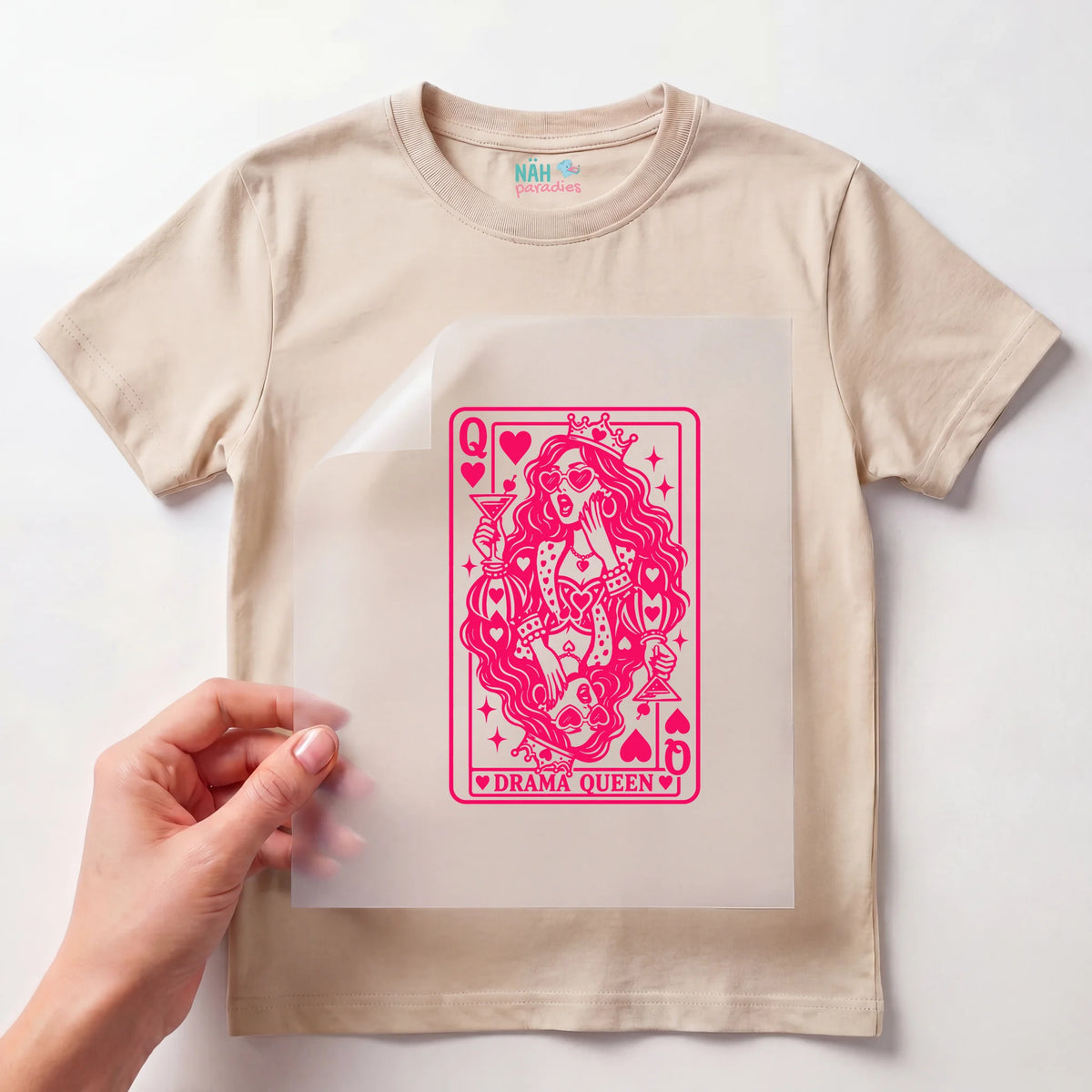 Bügelbild Spielkarte Drama Queen Pink