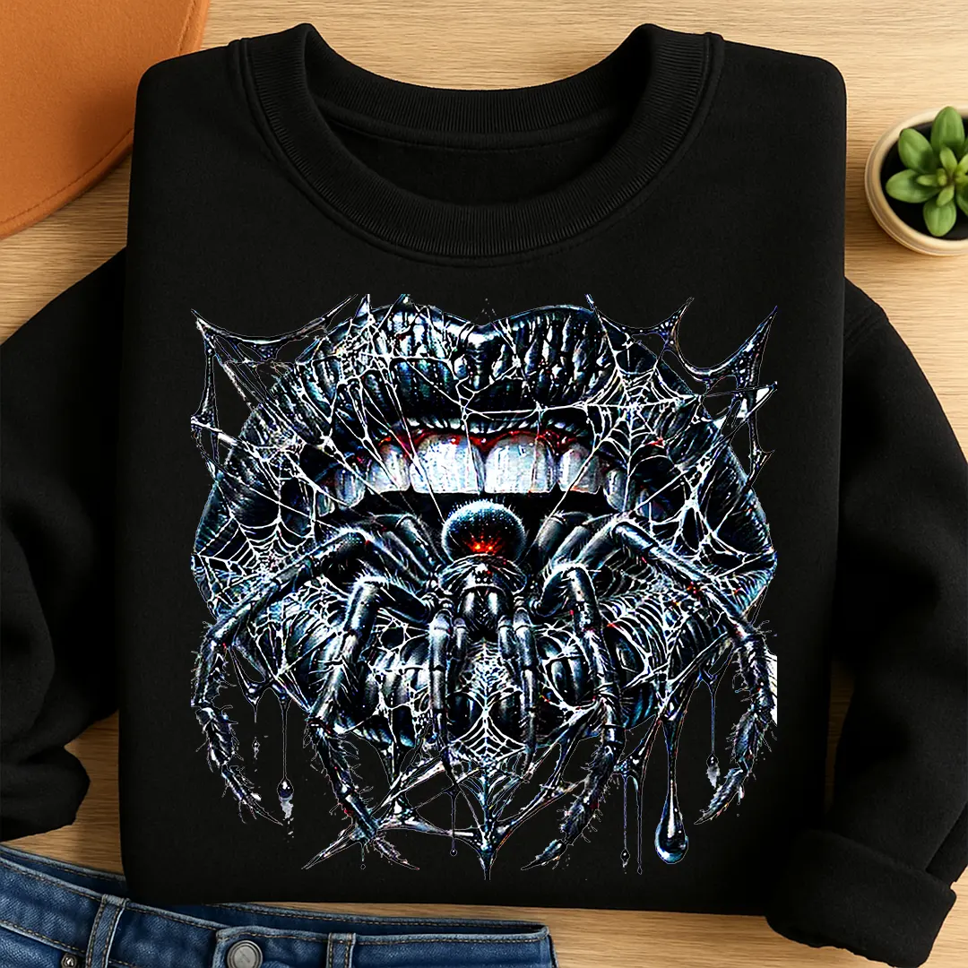 Bügelbild Spinnennetz Lippen