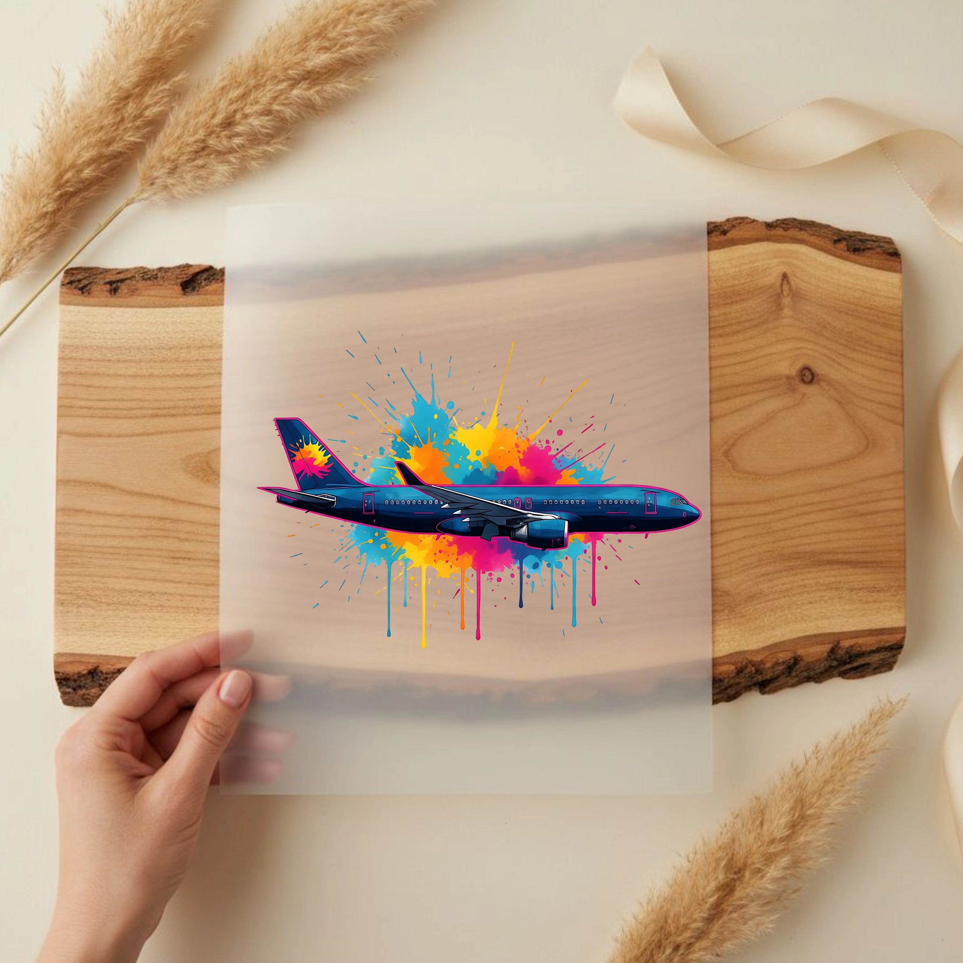 Bügelbild Splash Flugzeug