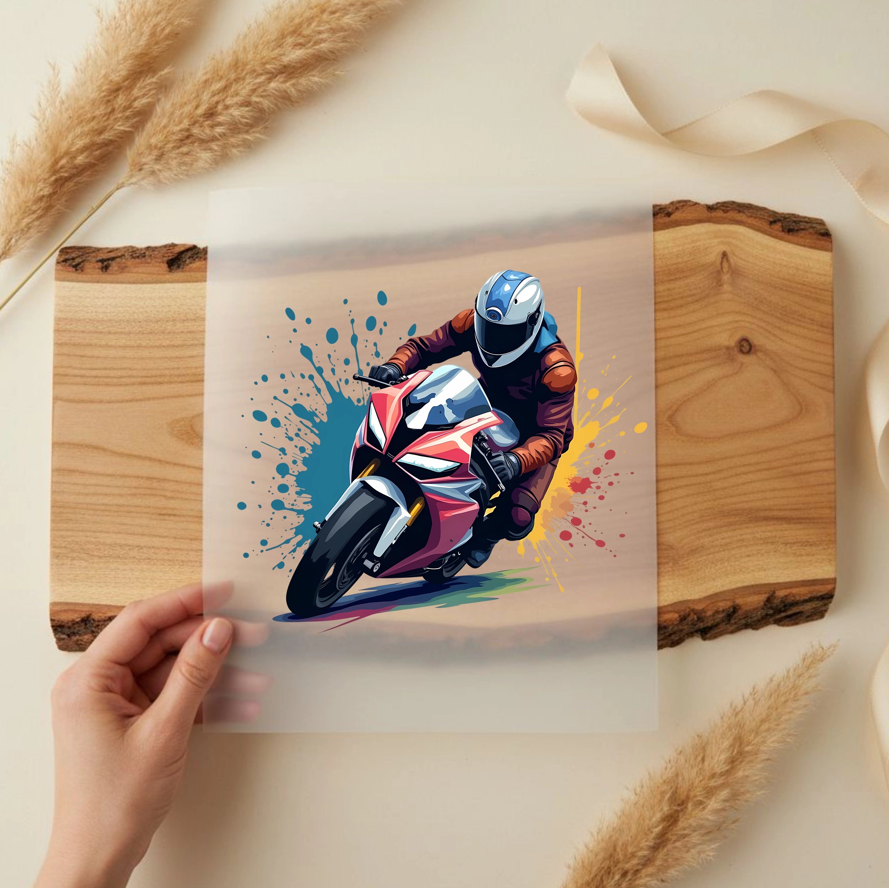 Bügelbild Splash Motorbike Rider