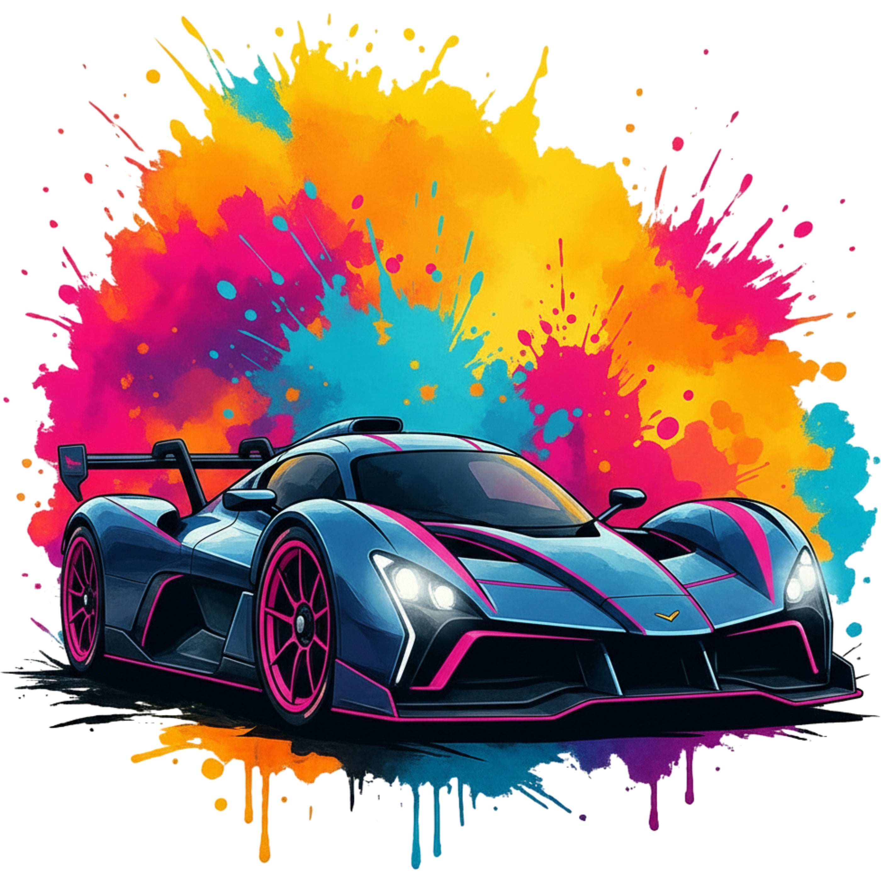 Bügelbild Sportwagen Farbsplash