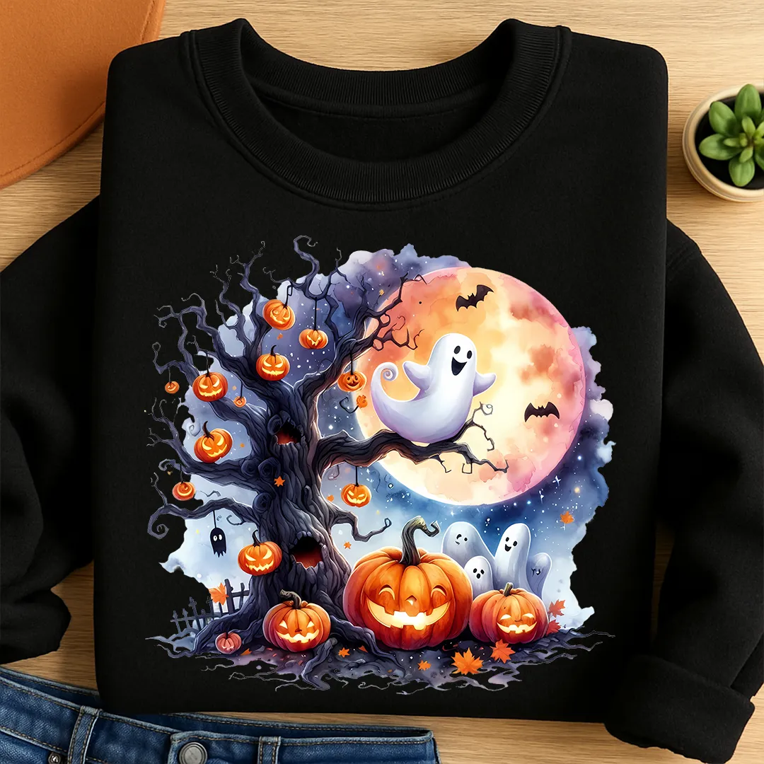 Bügelbild Spukbaum Halloween Nacht
