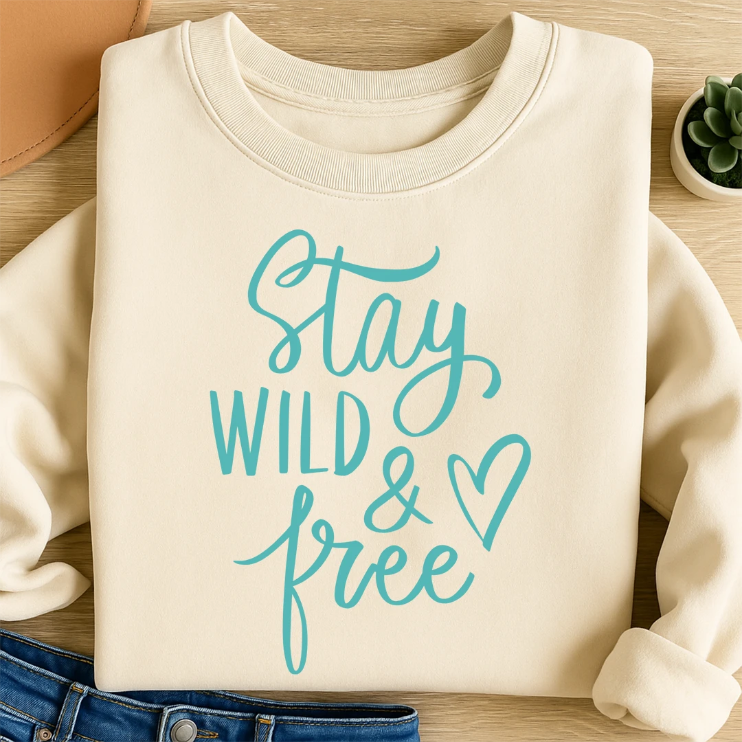 Bügelbild Stay Wild and Free Türkis