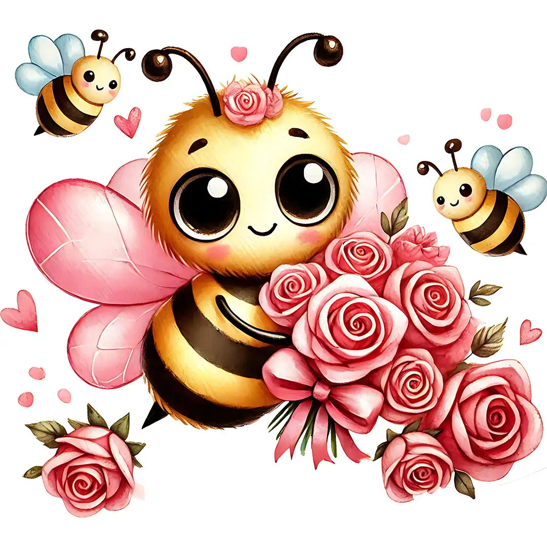 Bügelbild Süße Rosen Biene - S