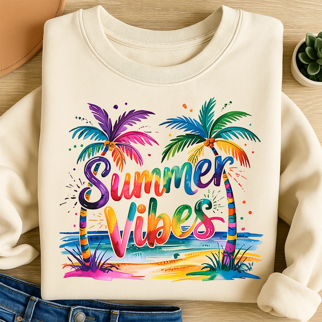 Bügelbild Summervibes Bunte Palmen