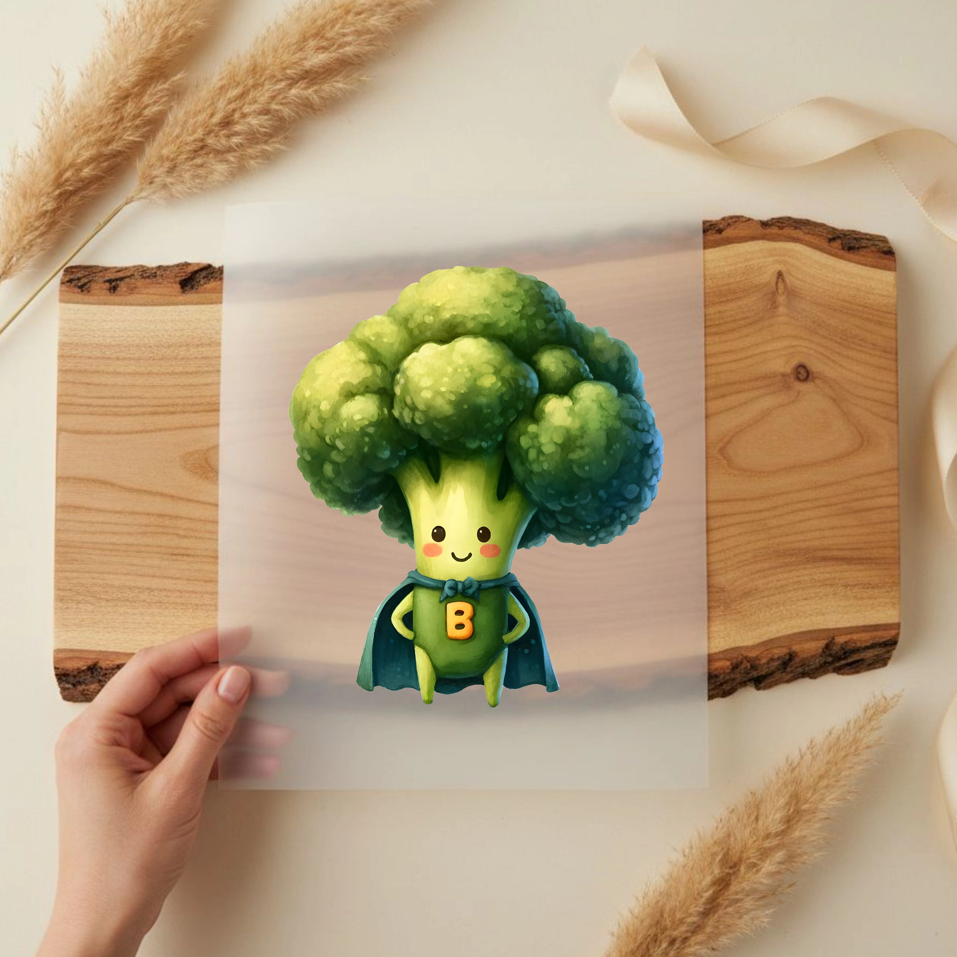 Bügelbild Superheld Brokkoli