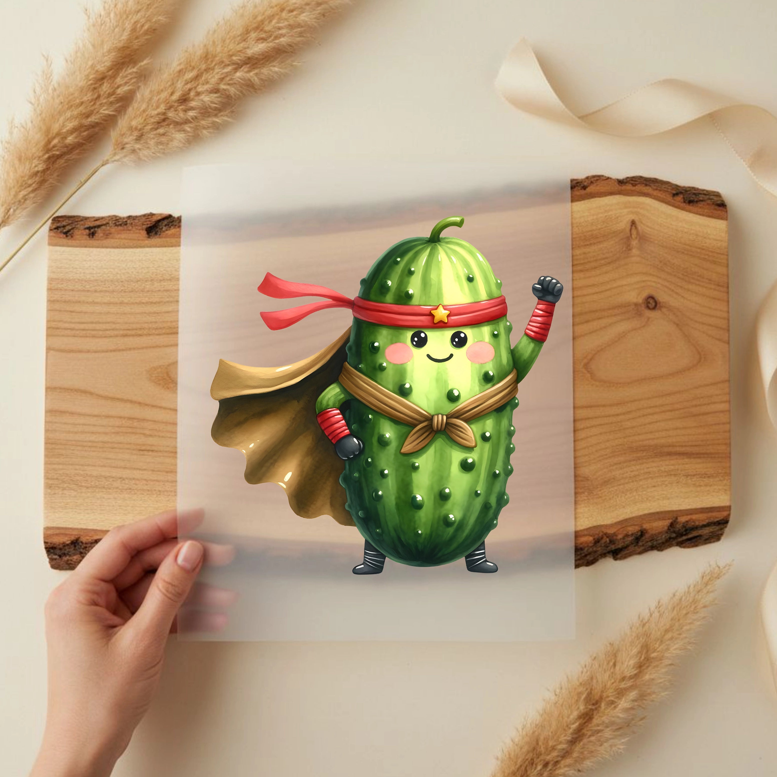 Bügelbild Superheld Gurke