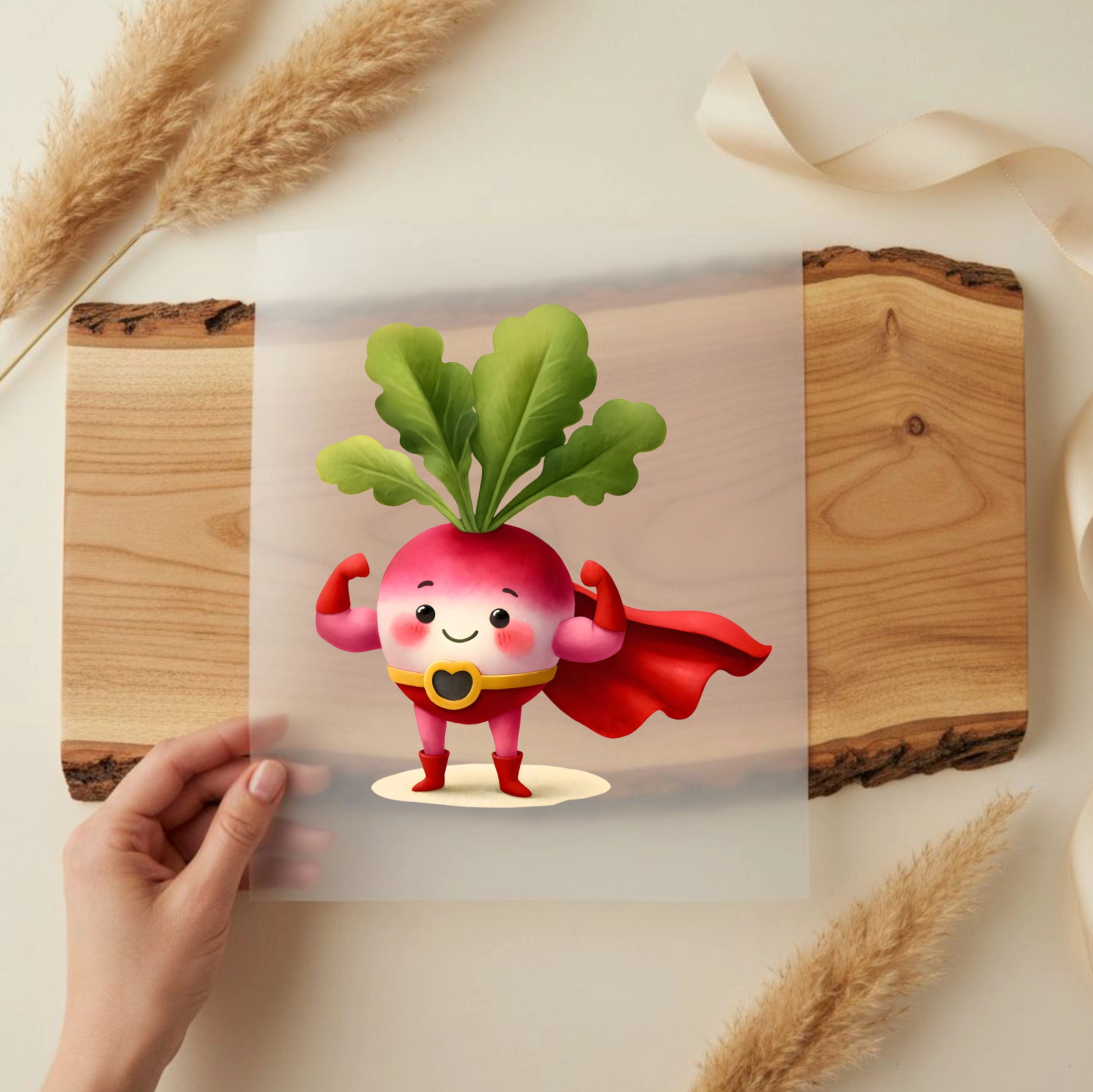 Bügelbild Superheld Radieschen