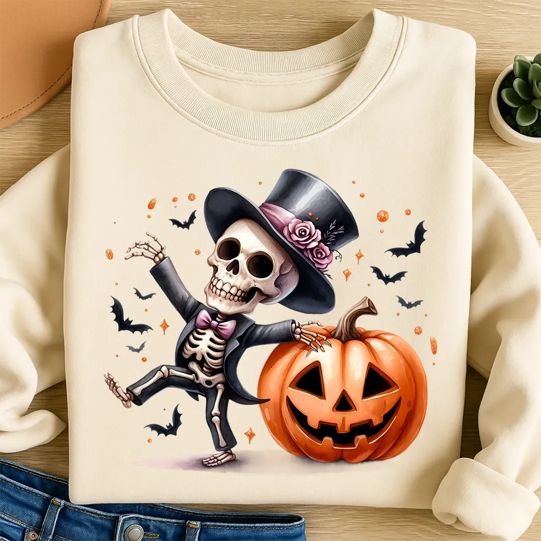 Bügelbild Tanzendes Halloween Skelett