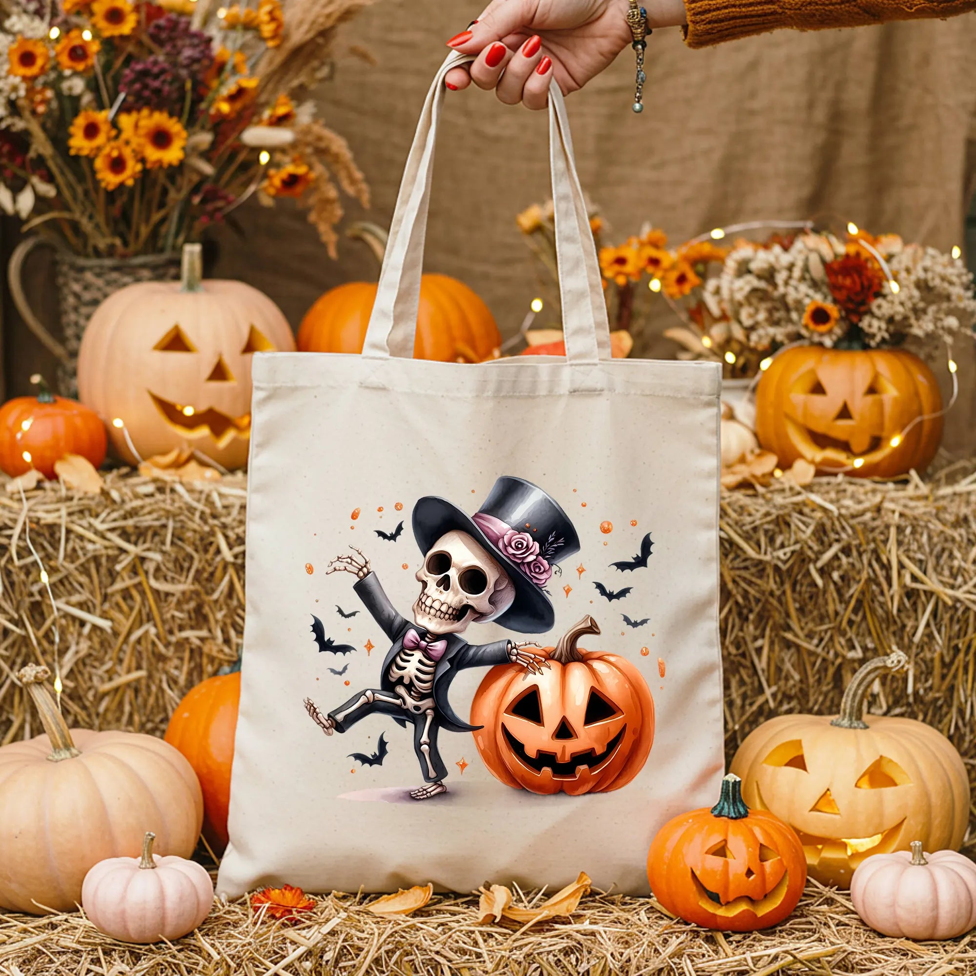 Bügelbild Tanzendes Halloween Skelett