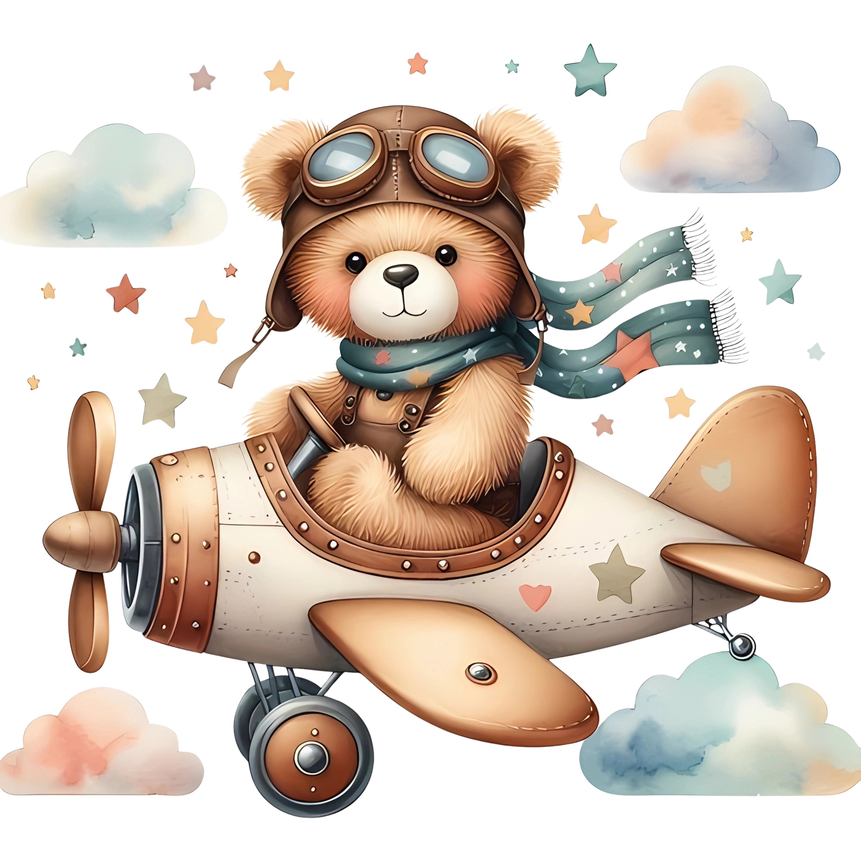 Bügelbild Teddy Flugabenteuer