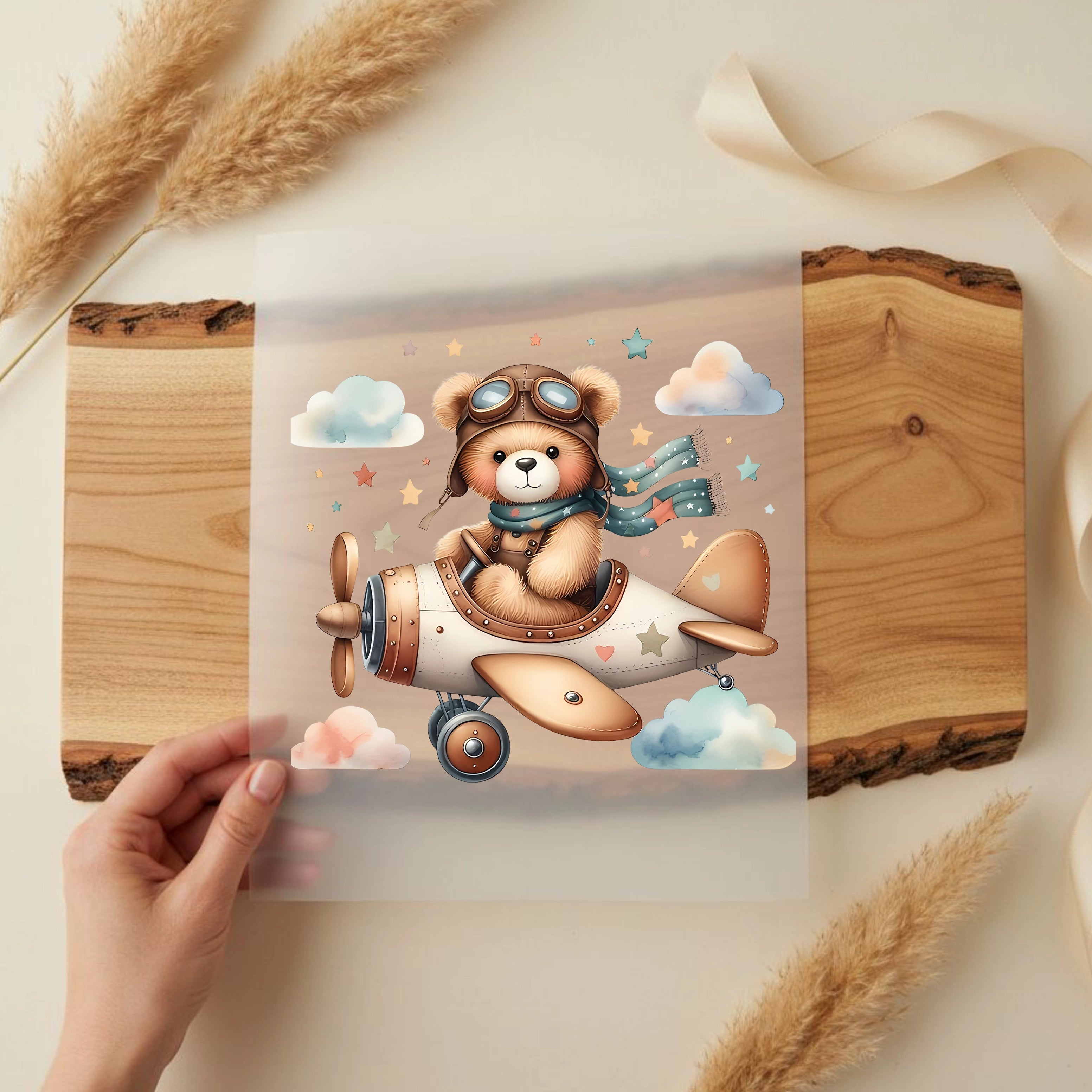 Bügelbild Teddy Flugabenteuer