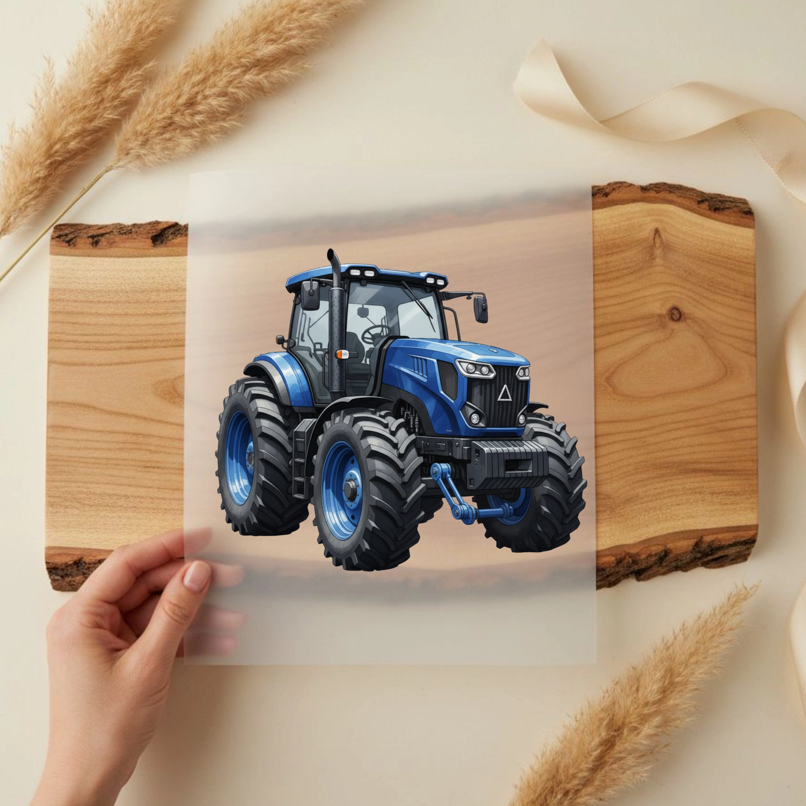 Bügelbild Traktor Power Blau