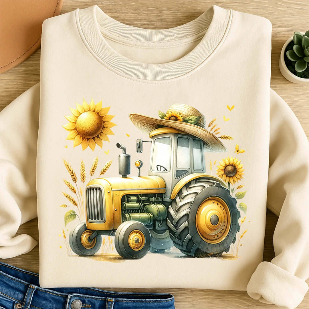 Bügelbild Traktor Sonnenblumentraum