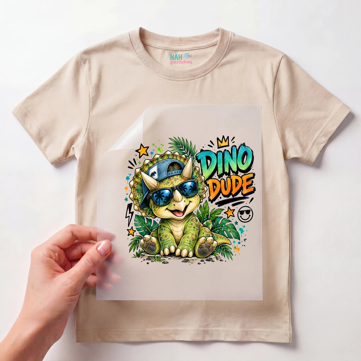 Bügelbild Triceratops Dino Dude