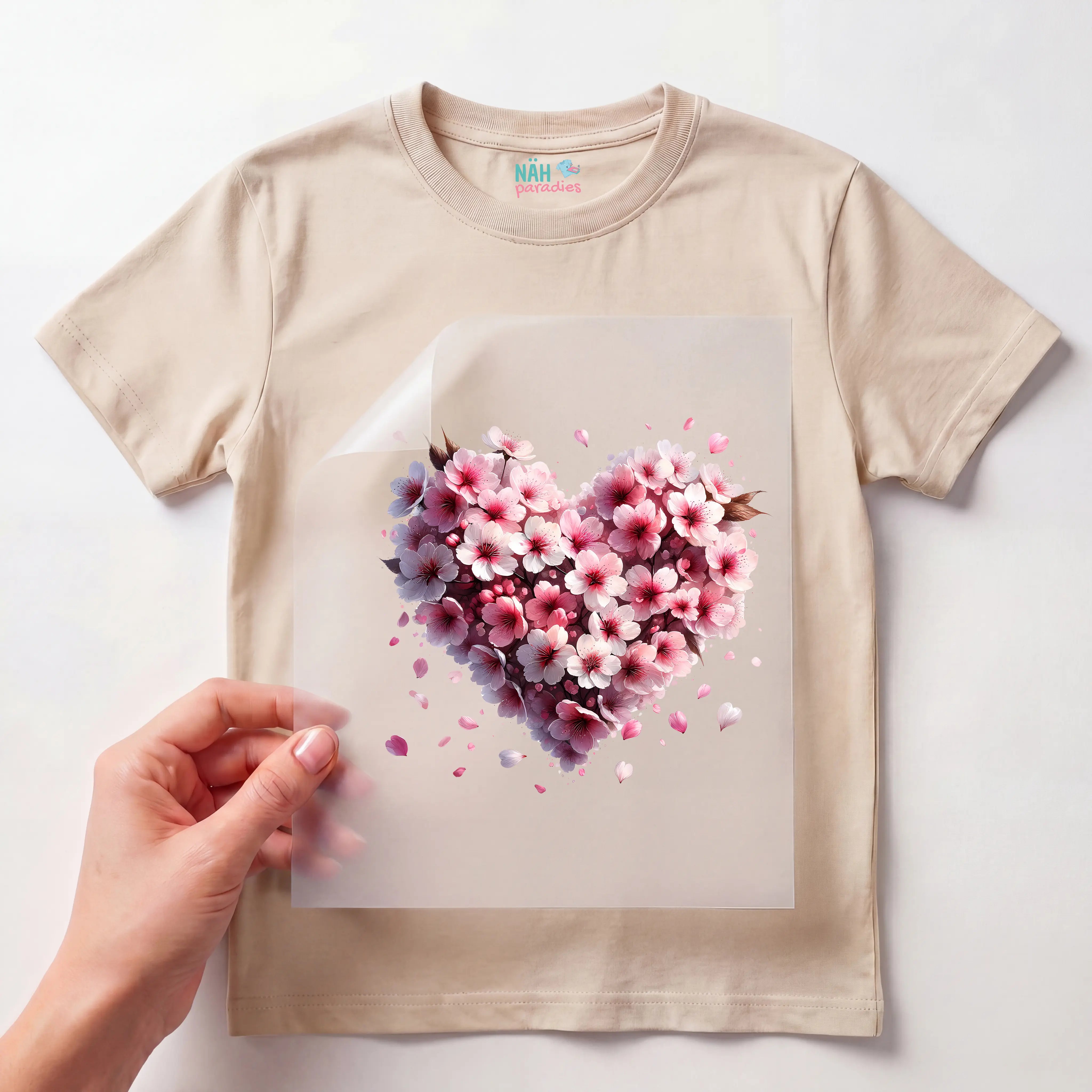Bügelbild Kirschblüten Herztraum