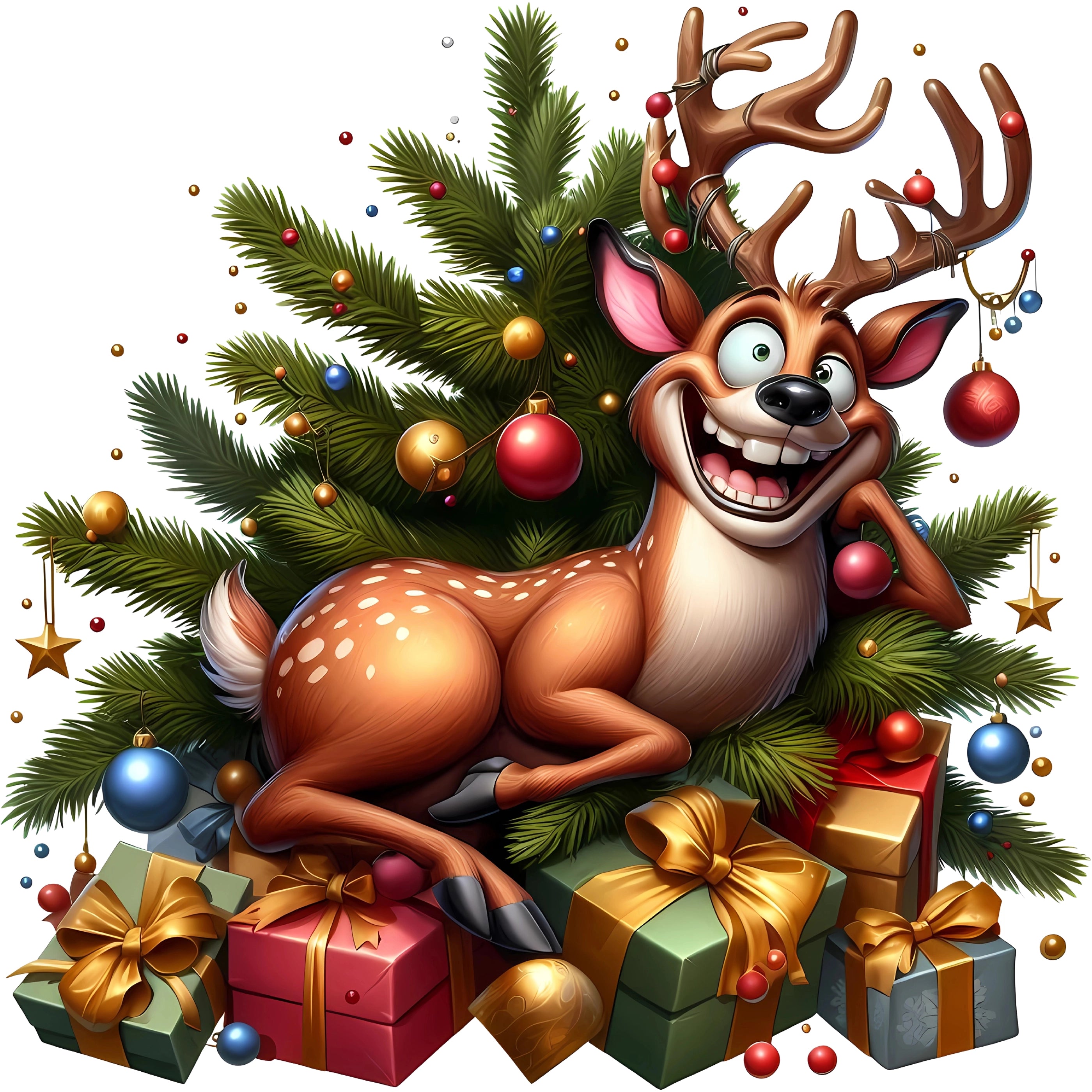 Bügelbild Verrücktes Weihnachts Rentier