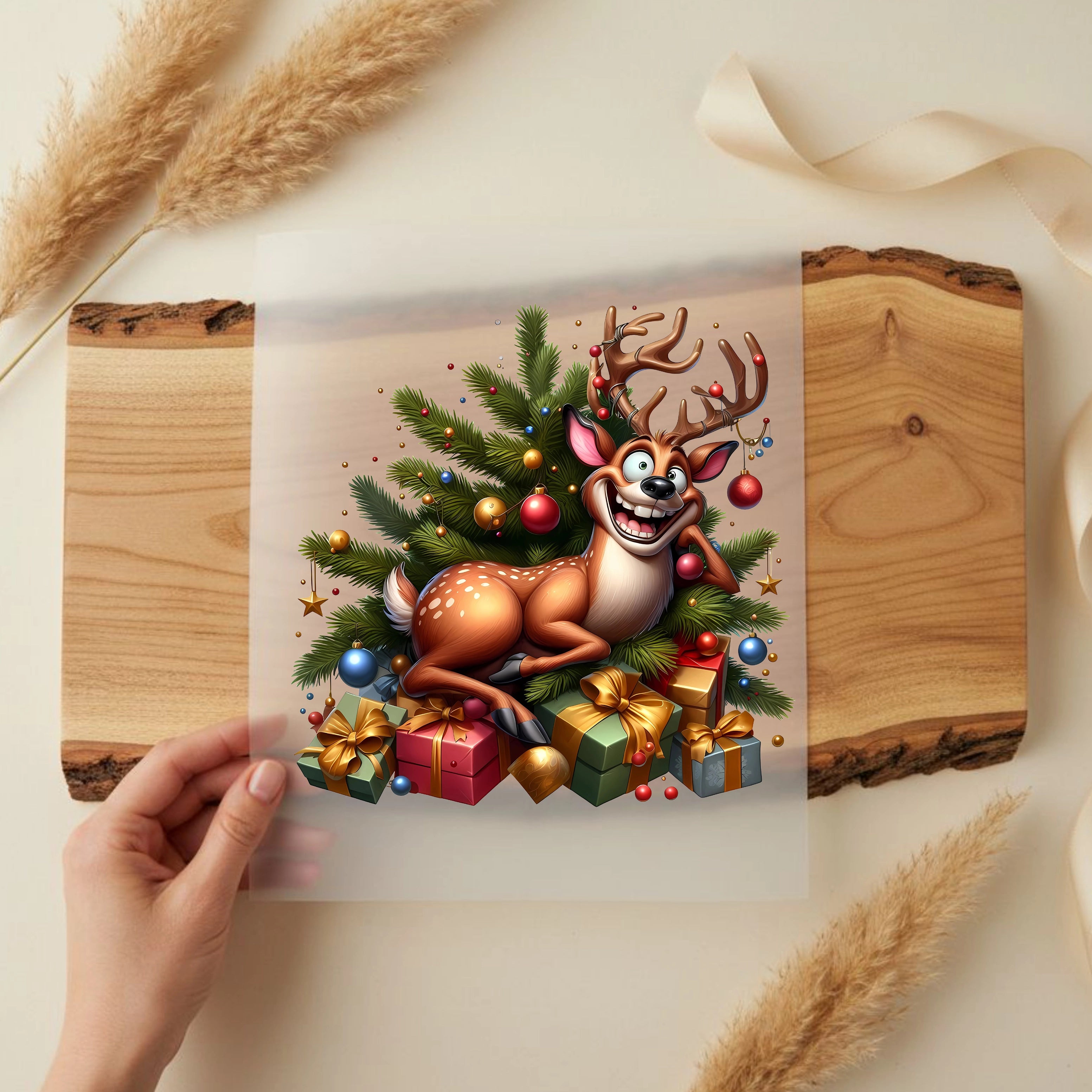 Bügelbild Verrücktes Weihnachts Rentier