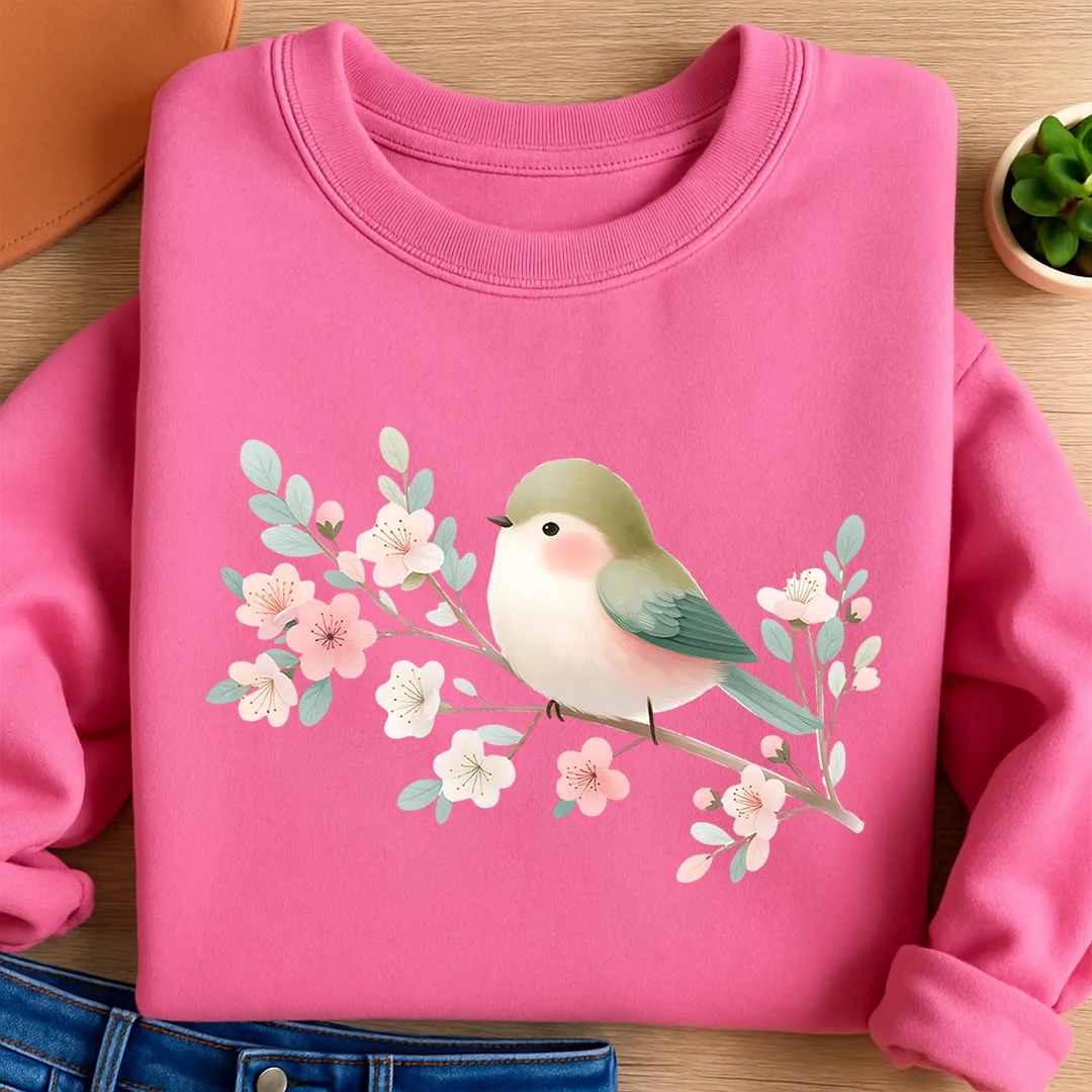 Bügelbild Vogel Blütenzwitscher