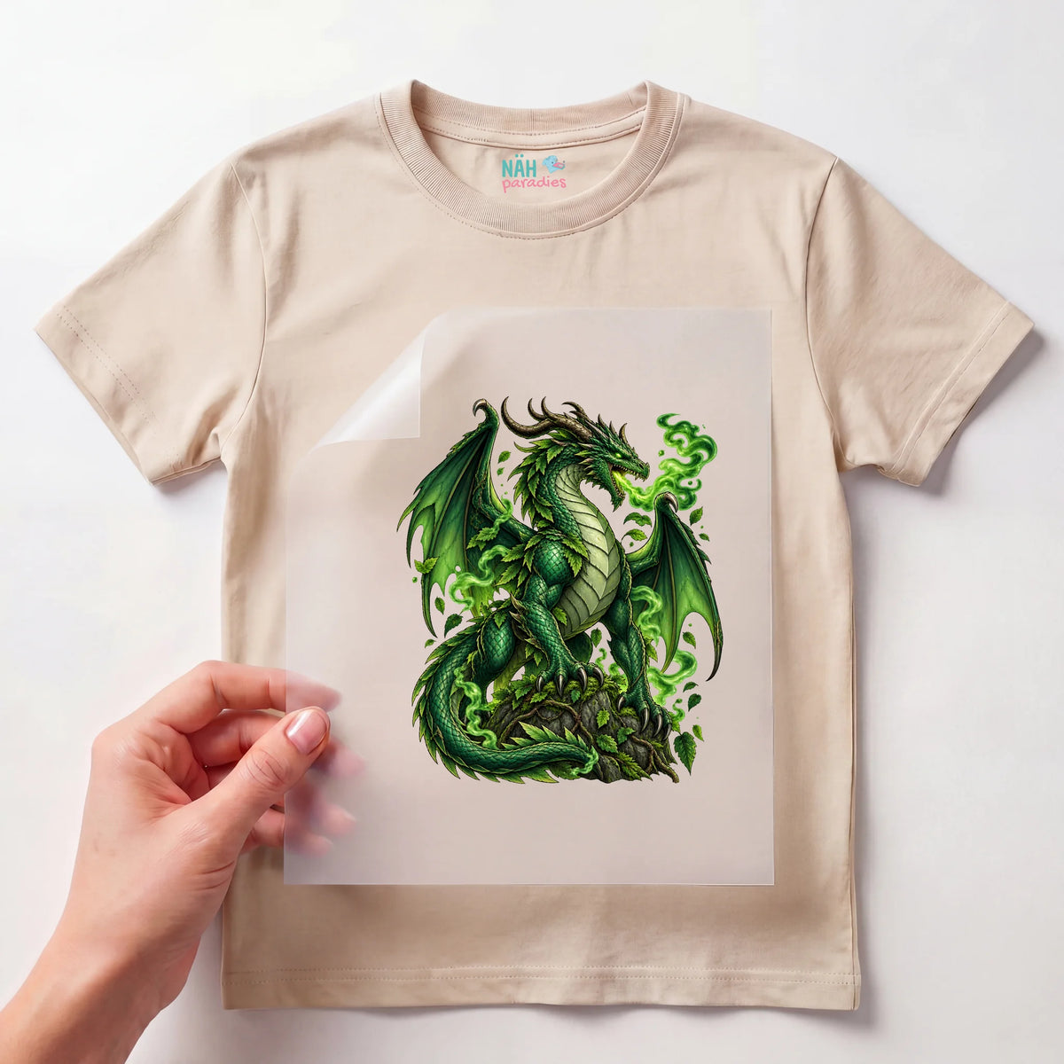 Bügelbild Walddrache Grün