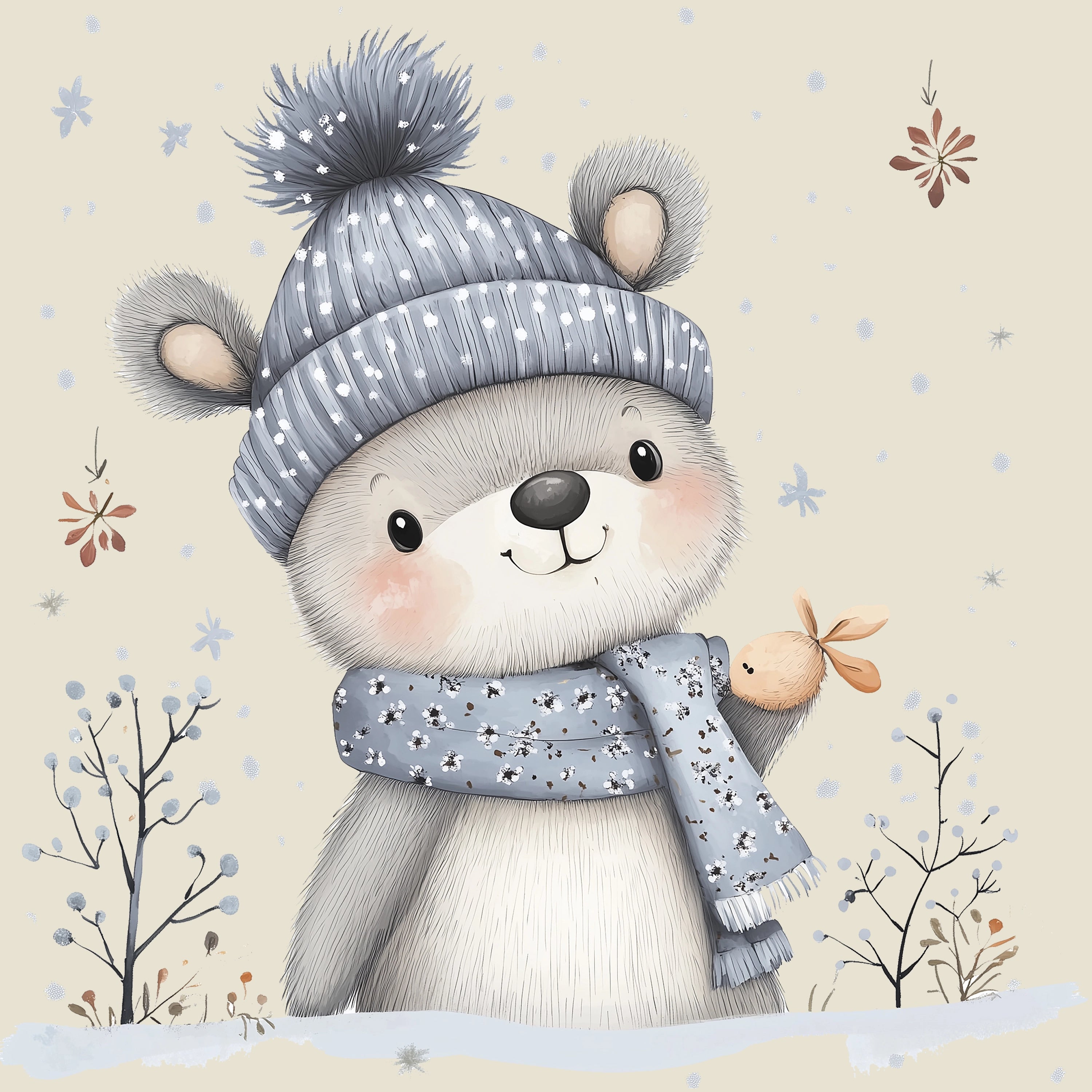 Bügelbild Waldtierchen Bär Kuschelblick