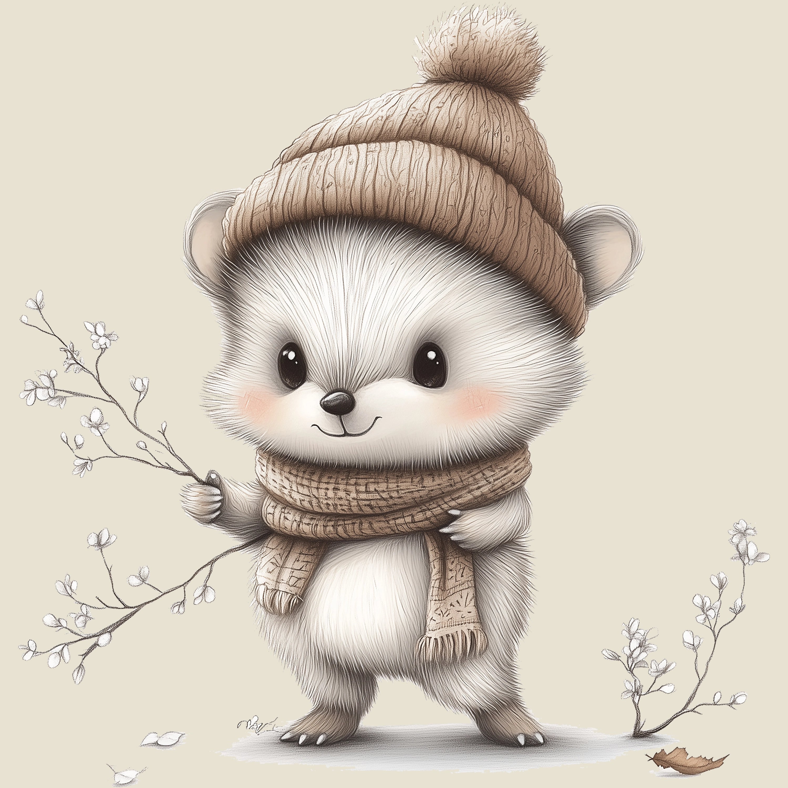 Bügelbild Waldtierchen Bär Schneekind