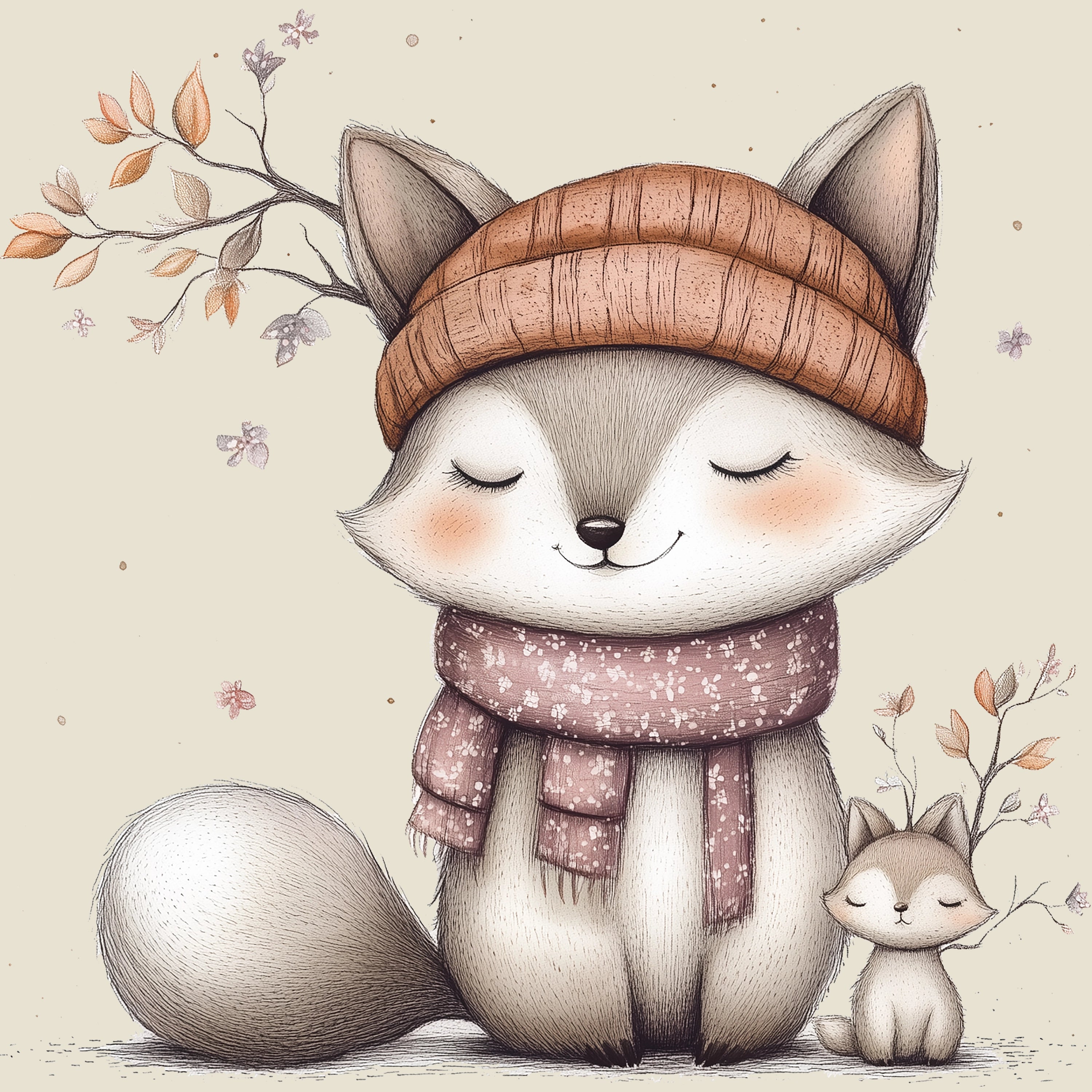 Bügelbild Waldtierchen Fuchs Familienliebe