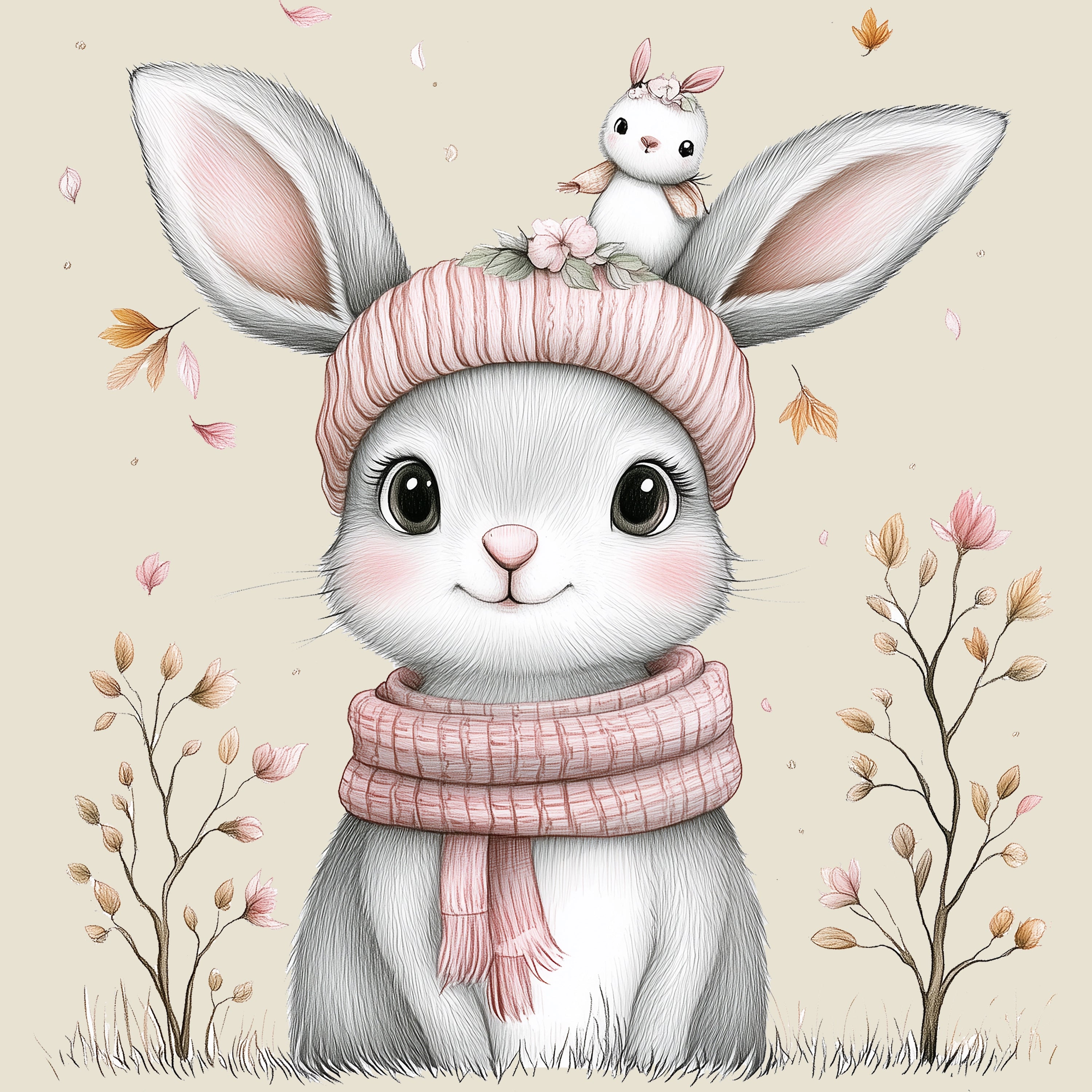 Bügelbild Waldtierchen Hase Blütenfreund