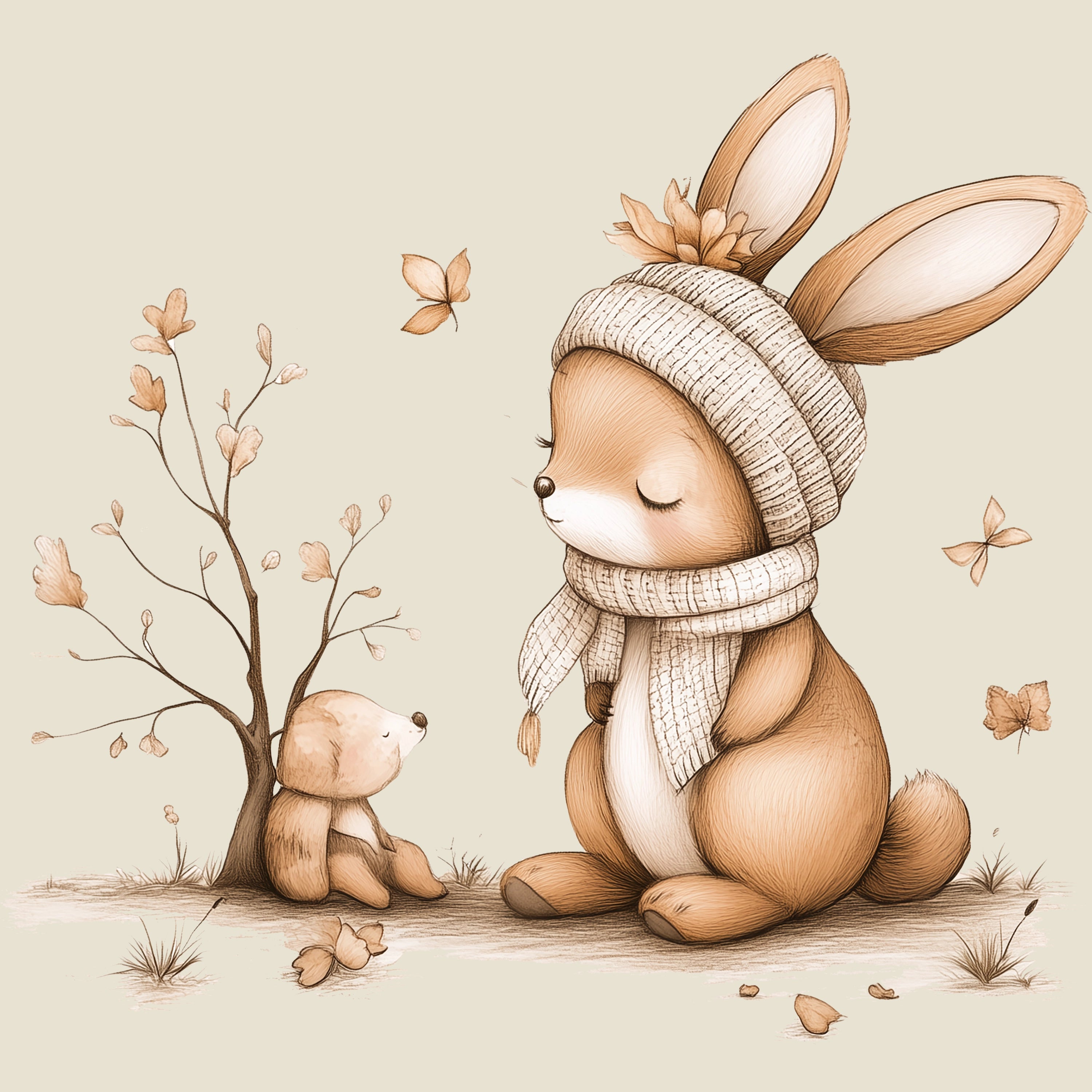 Bügelbild Waldtierchen Hase Seelenfreund