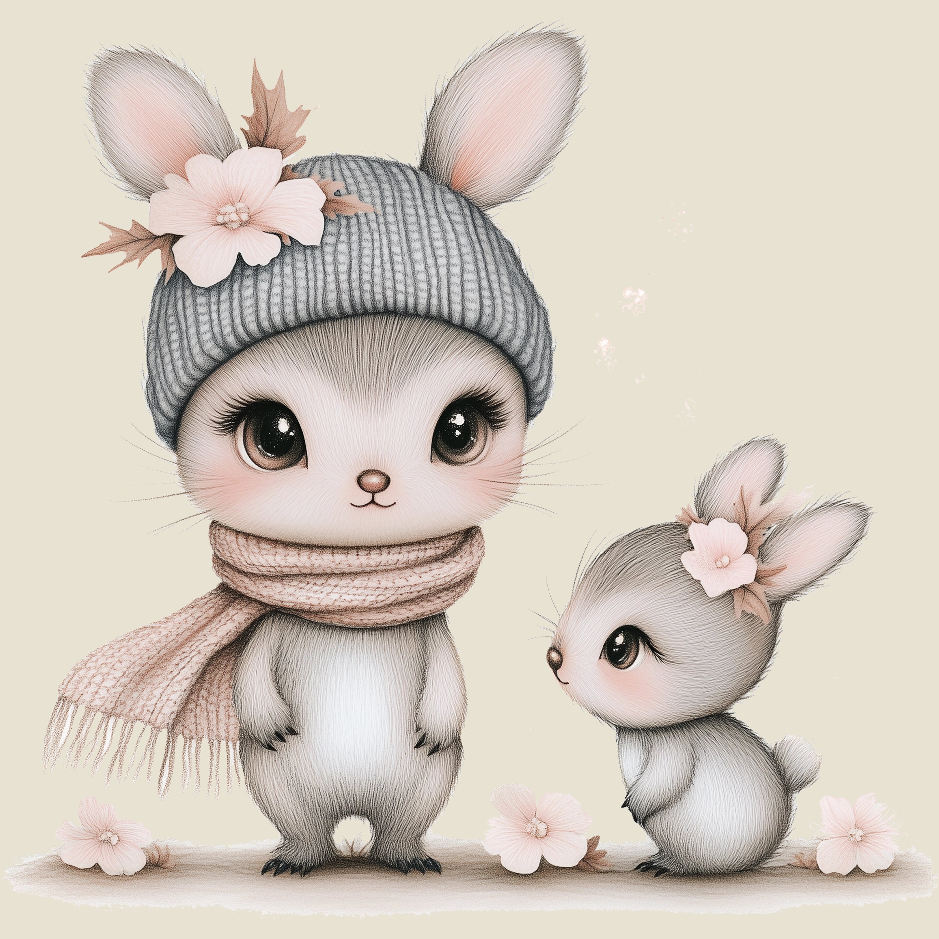 Bügelbild Waldtierchen Hase Winterliebe