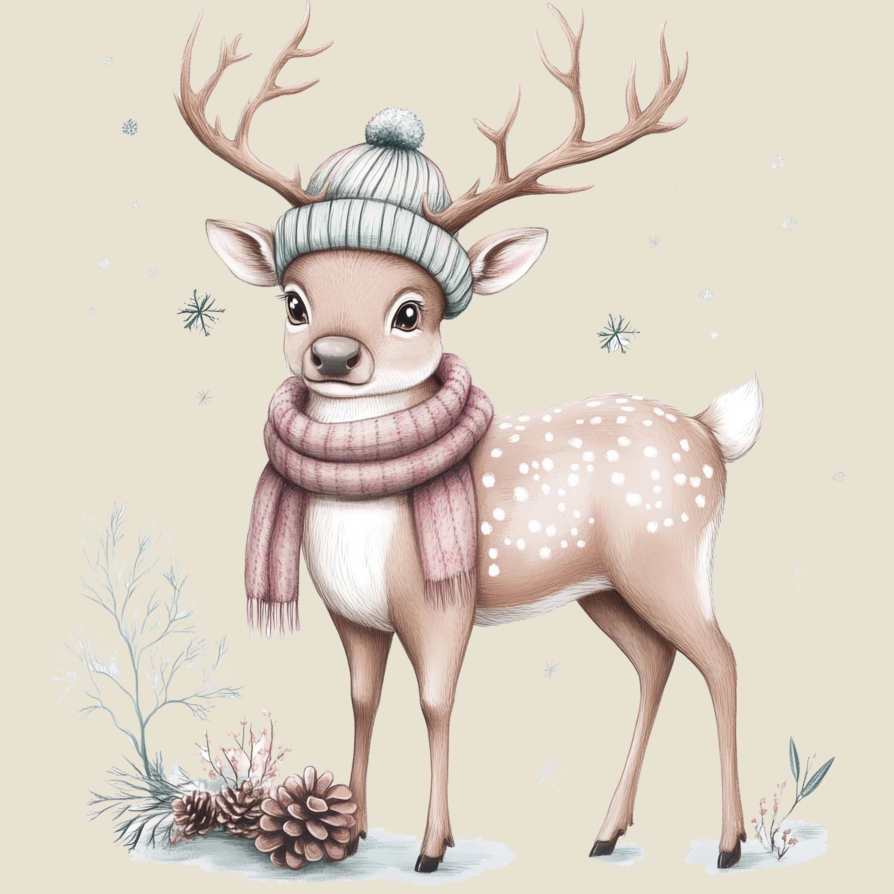 Bügelbild Waldtierchen Reh Frostlicht