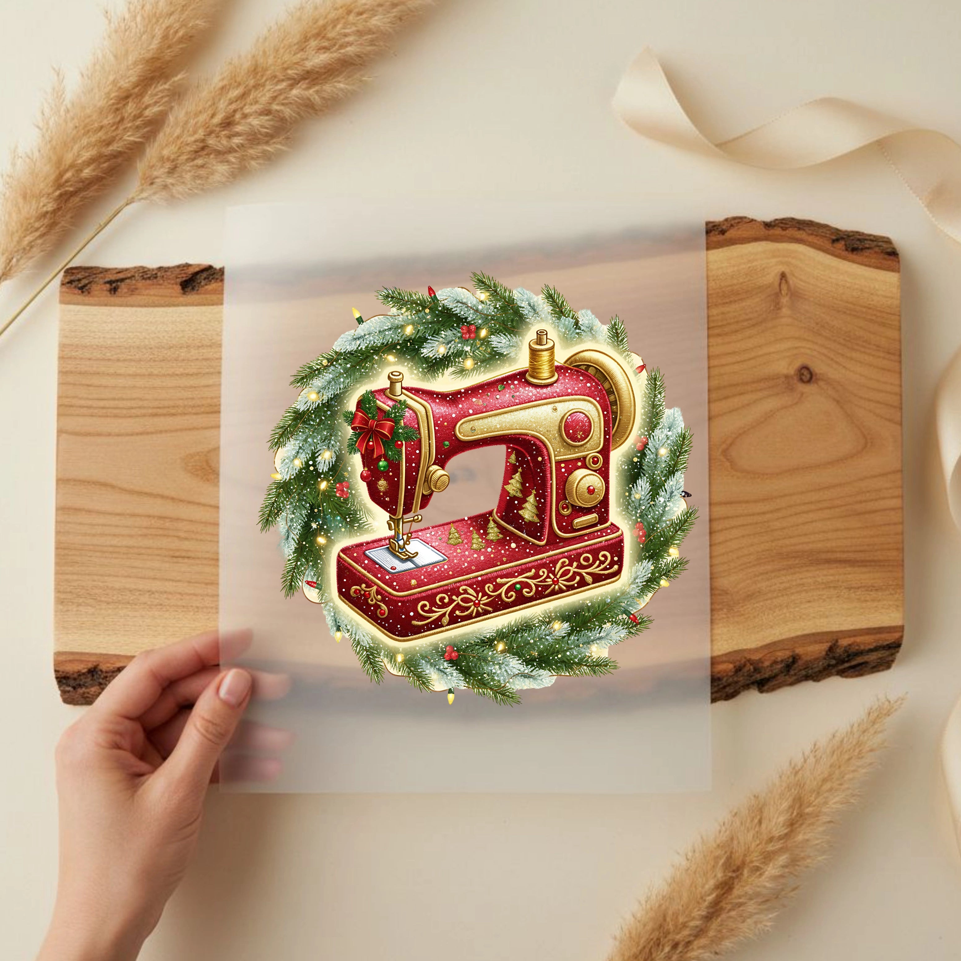 Bügelbild Weihnachtliche Nähmaschine