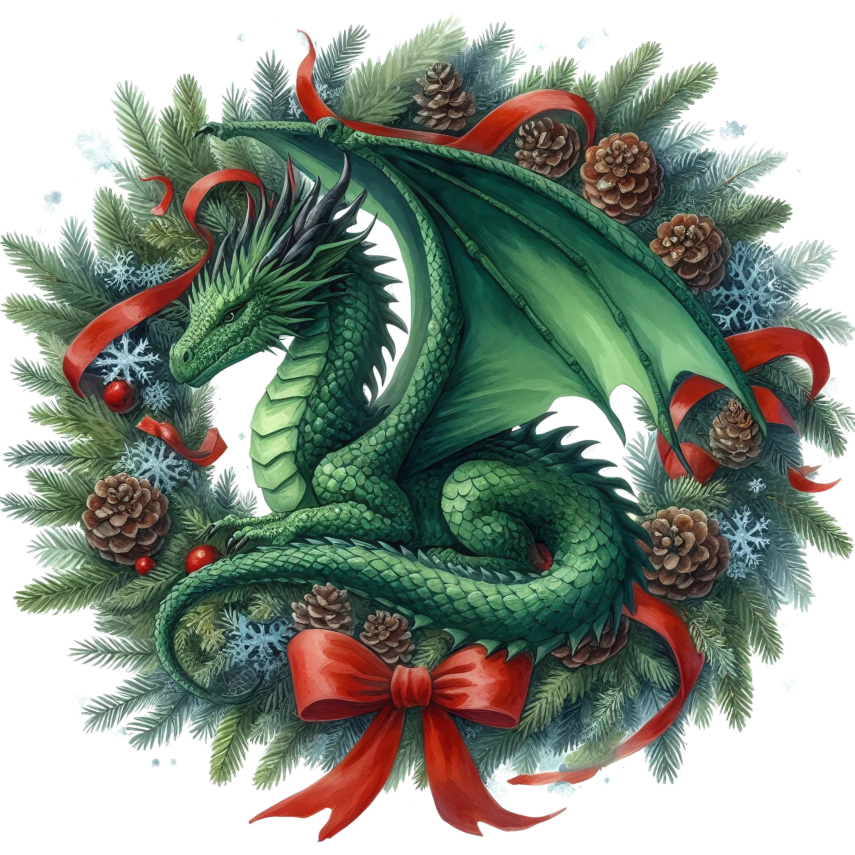 Bügelbild Weihnachts Drachenkranz