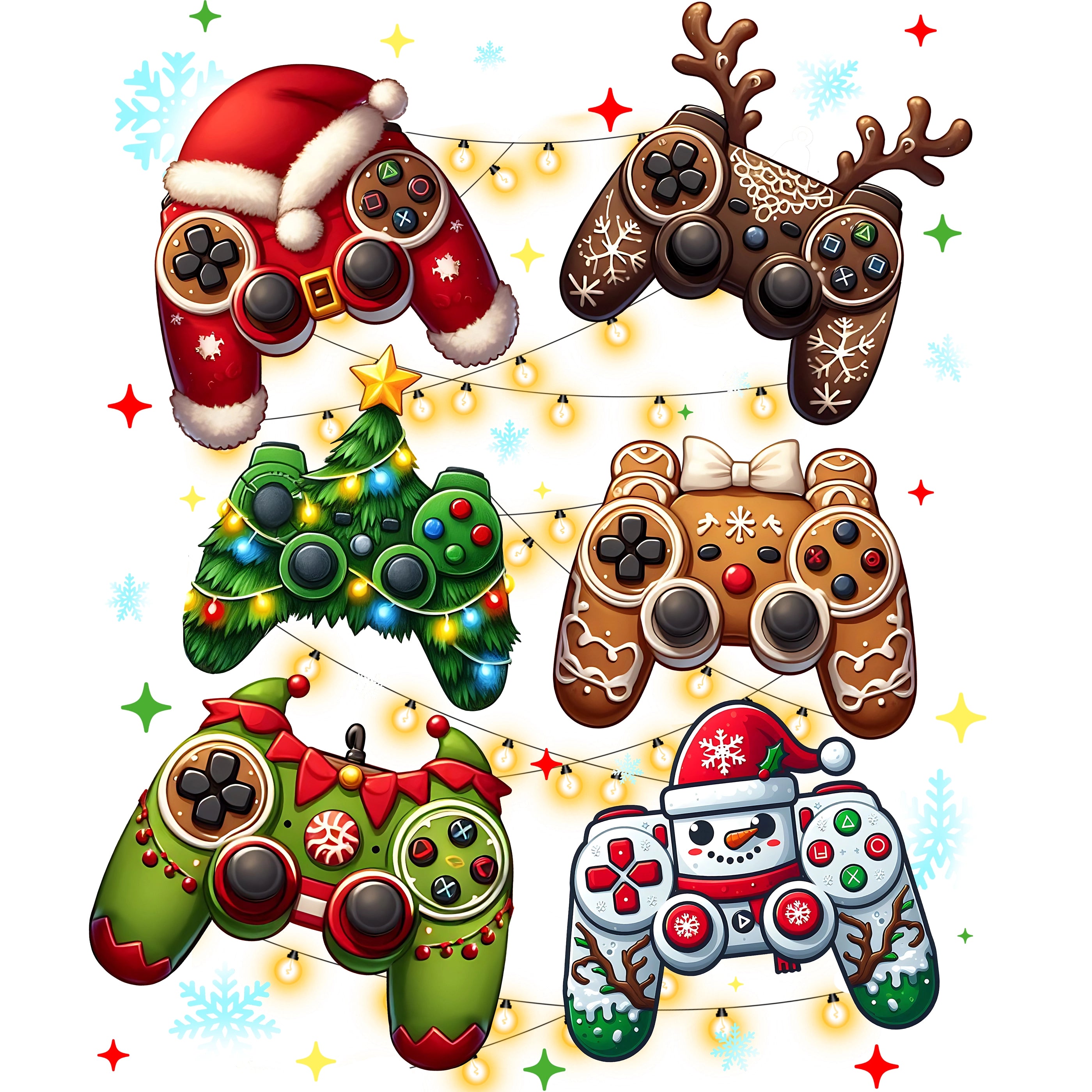 Bügelbild Weihnachts Gamer Controller Magie